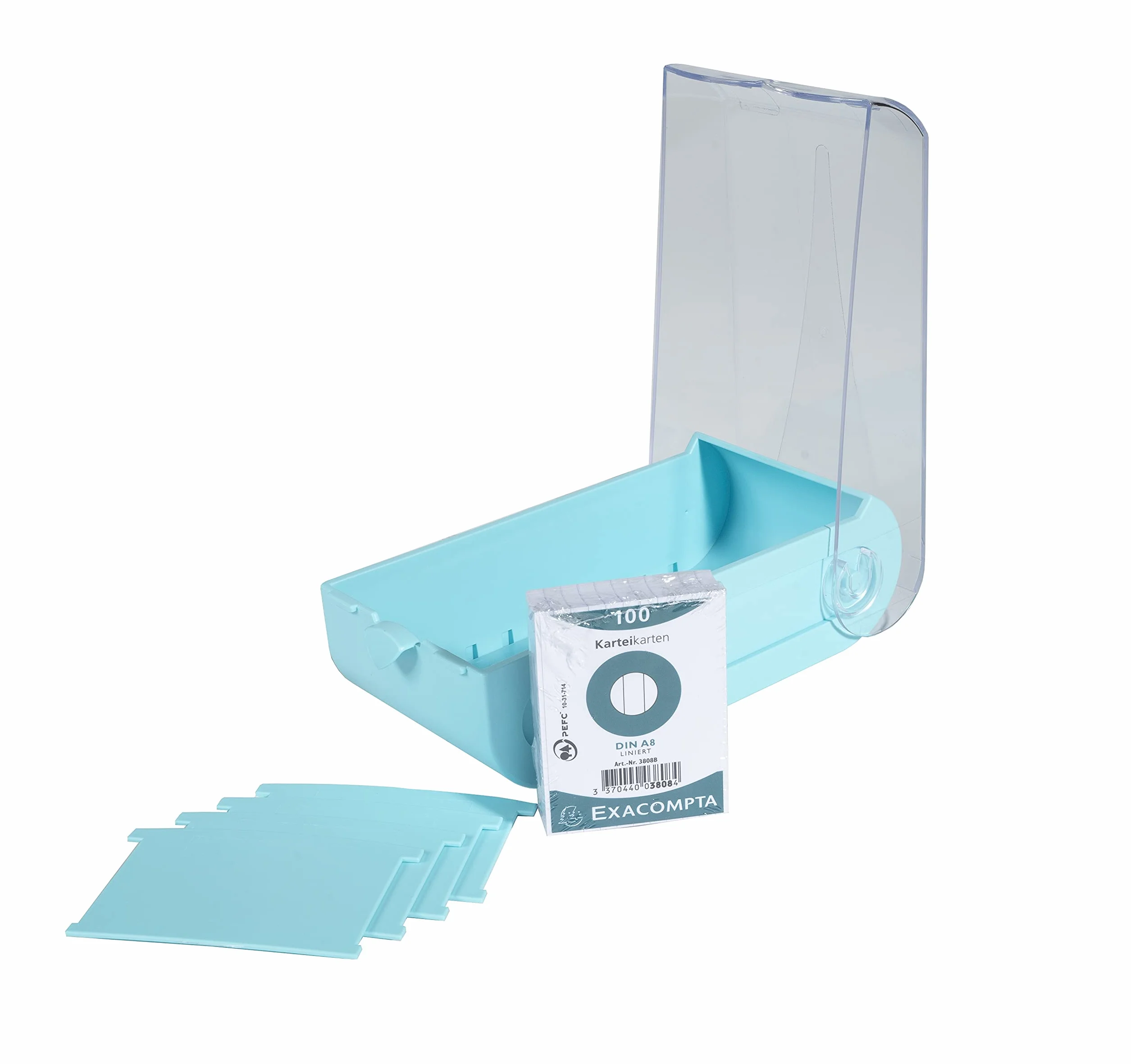 Exacompta BUNNYBOX A8 Learning box 19,5x10x6,2 cm vert pastel/cristal 650 cartes