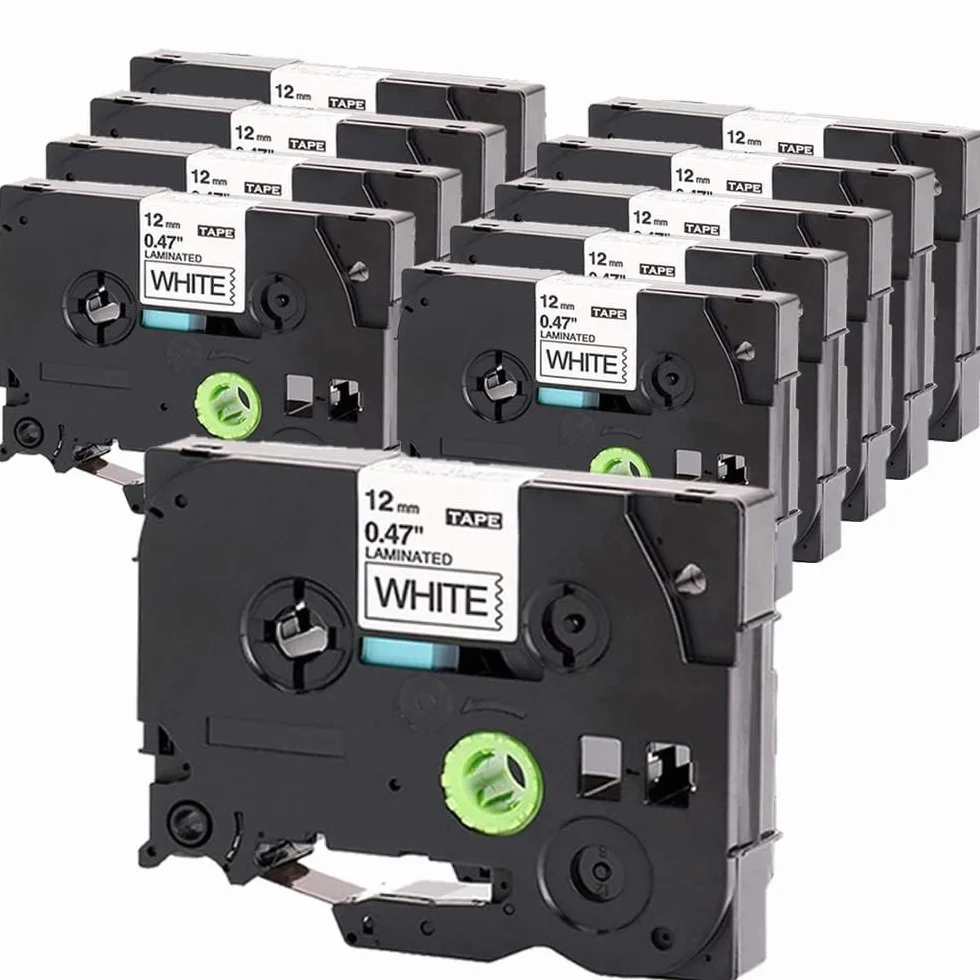 Lot de 10 rubans Brother TZe-231 TZ-231 12 mm blanc laminé pour P-Touch