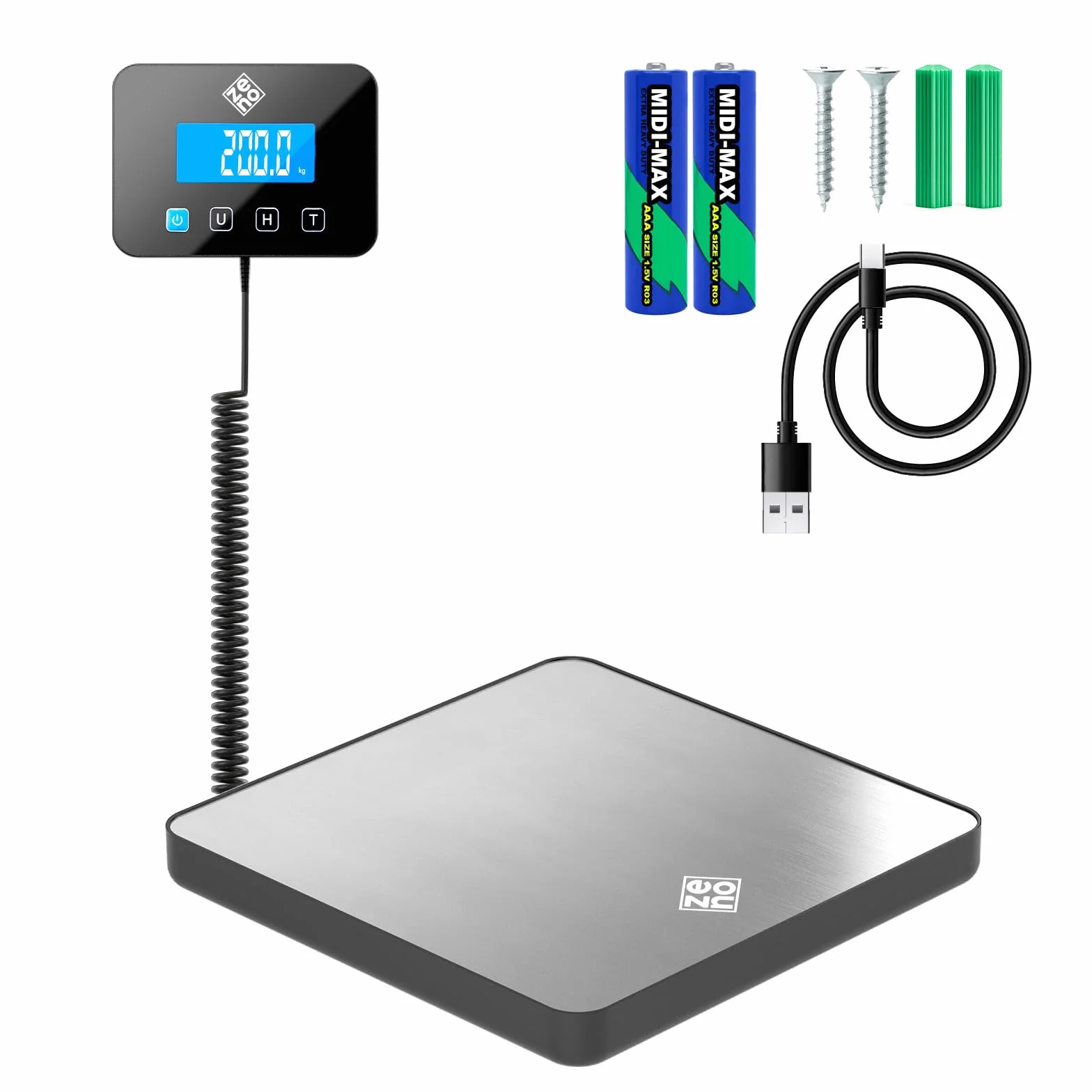 Balance Colis Électronique 200 kg/10 g avec Hold/Tare Professionnelle Industrielle Argent
