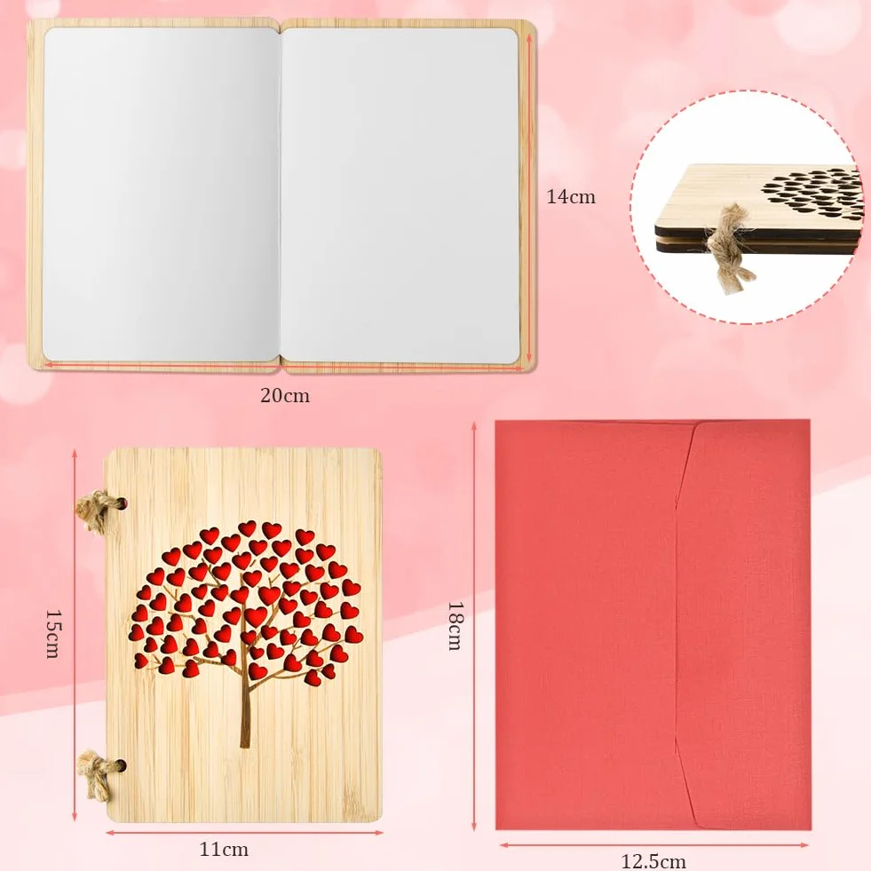 Carte de Voeux en Bois Vicloon, Carte Anniversaire en Bambou avec Enveloppes