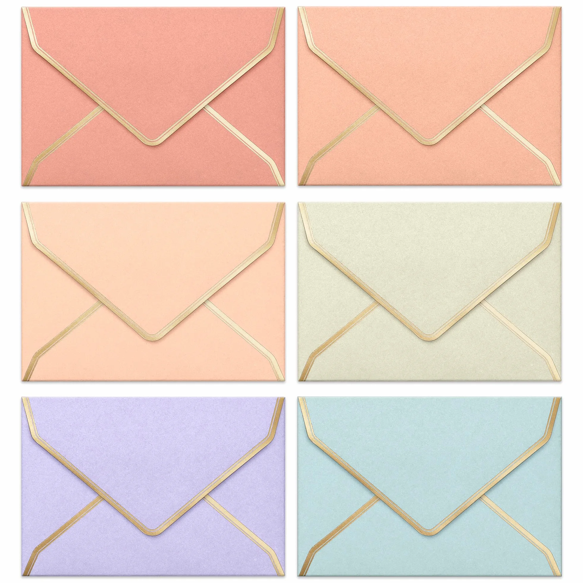 Enveloppes C6 Lot de 30 A6 Liseré Doré 114 x 162 mm 6 Couleurs Pastel