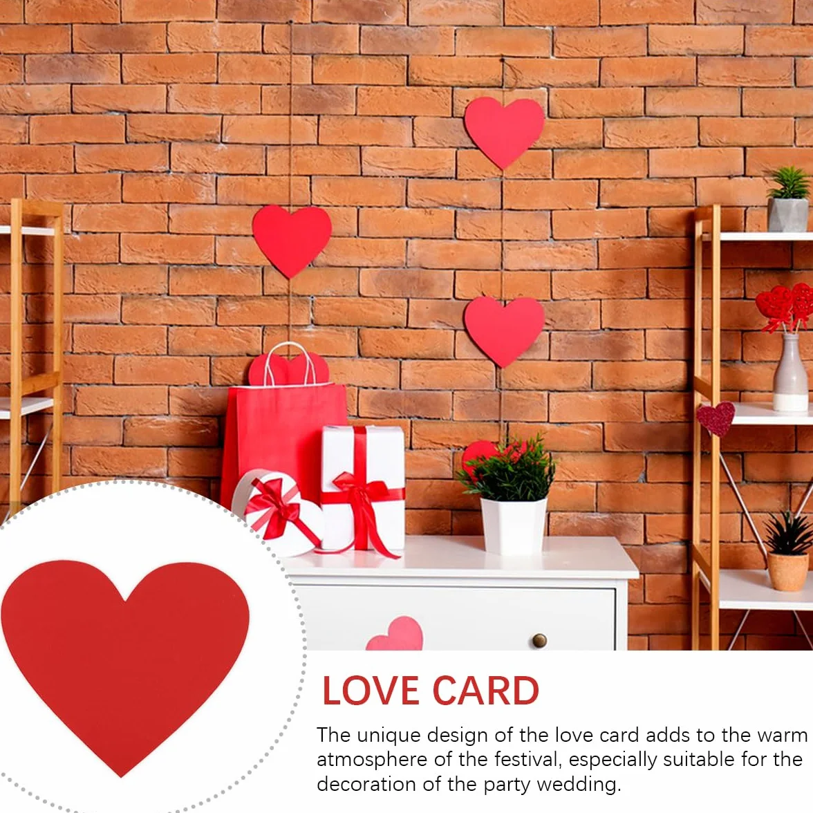 Cartes en papier en forme de cœur 15 cm Rouge Lot de 40 pour Saint-Valentin
