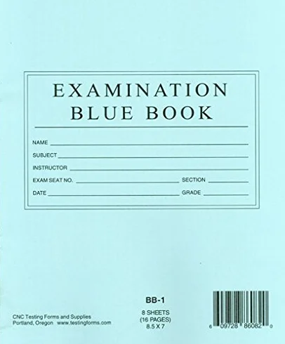 Examination Blue Book 8.5 x 7 8 Sheets 16 Pages 50 Booklets