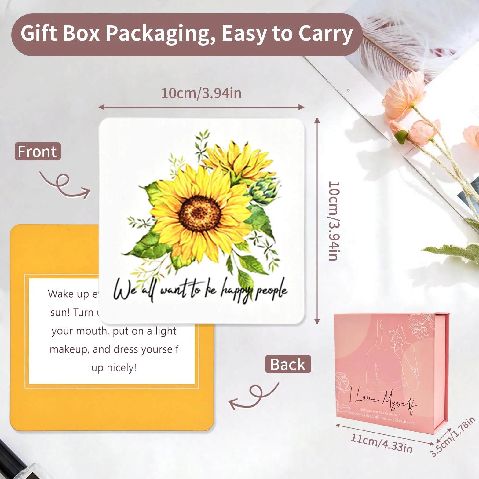 Cartes d’Affirmations Positives pour Femmes Méditation Pleine Conscience Motivation Citations Inspirantes Cadeau Anniversaire