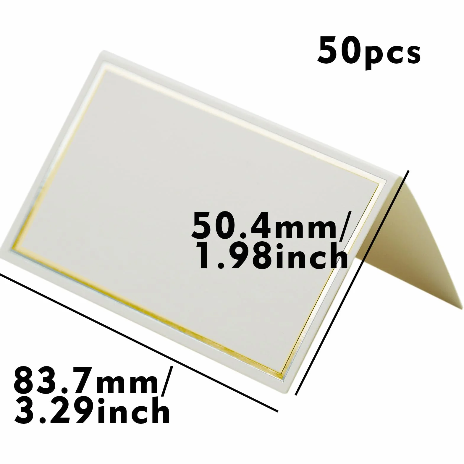 Lot de 50 marque-places blancs vierges doré pour table de mariage