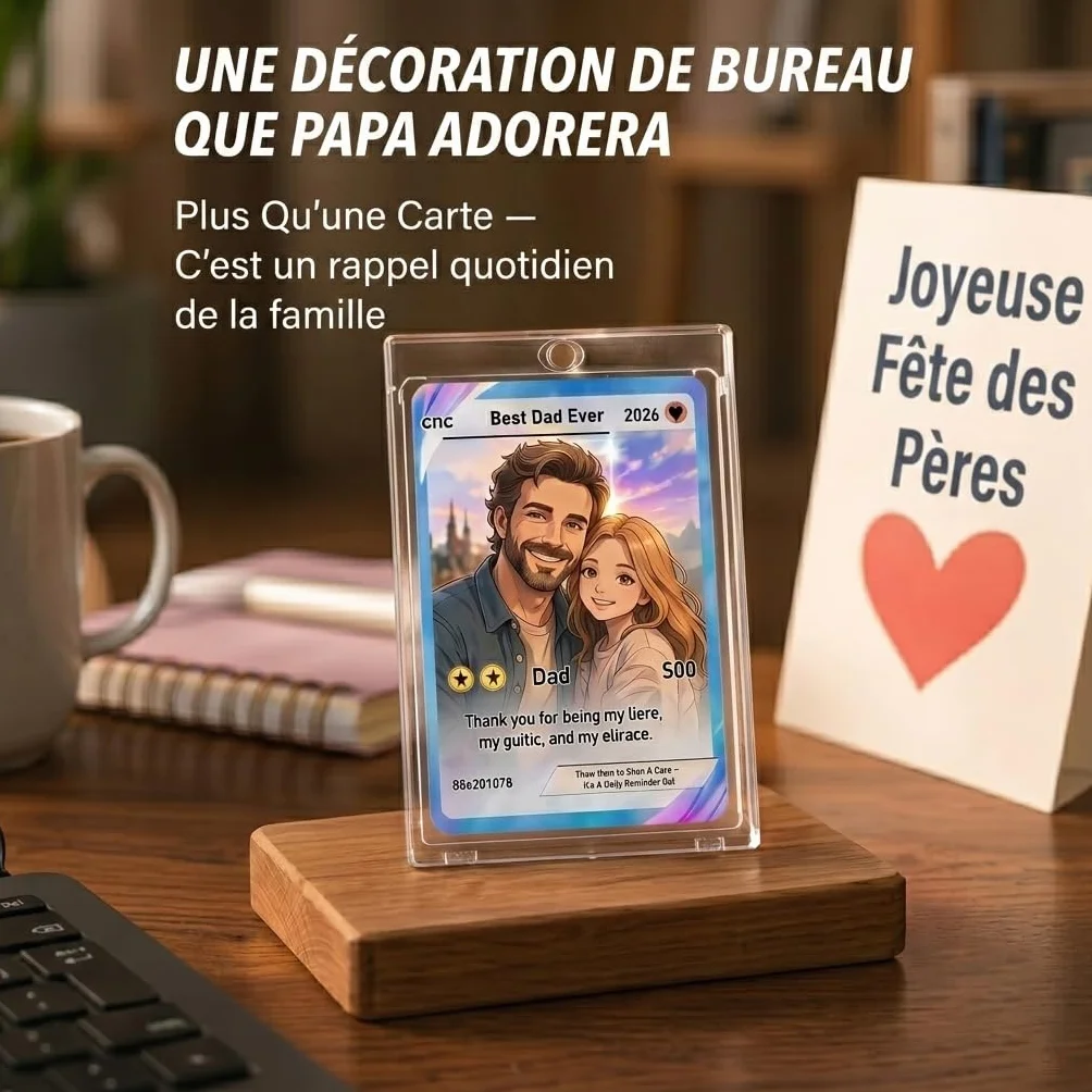 Carte Poke Personnalisée avec Photo pour Papa Cadeau Fête des Pères Portrait Personnalisable