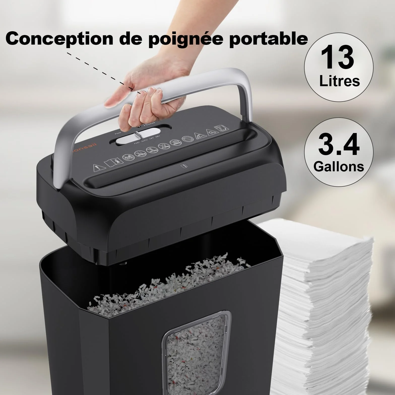 Bonsaii Broyeur Papier 6 Feuilles C237-B 13 litres Déchiqueteuse Cartes Crédit Trombones