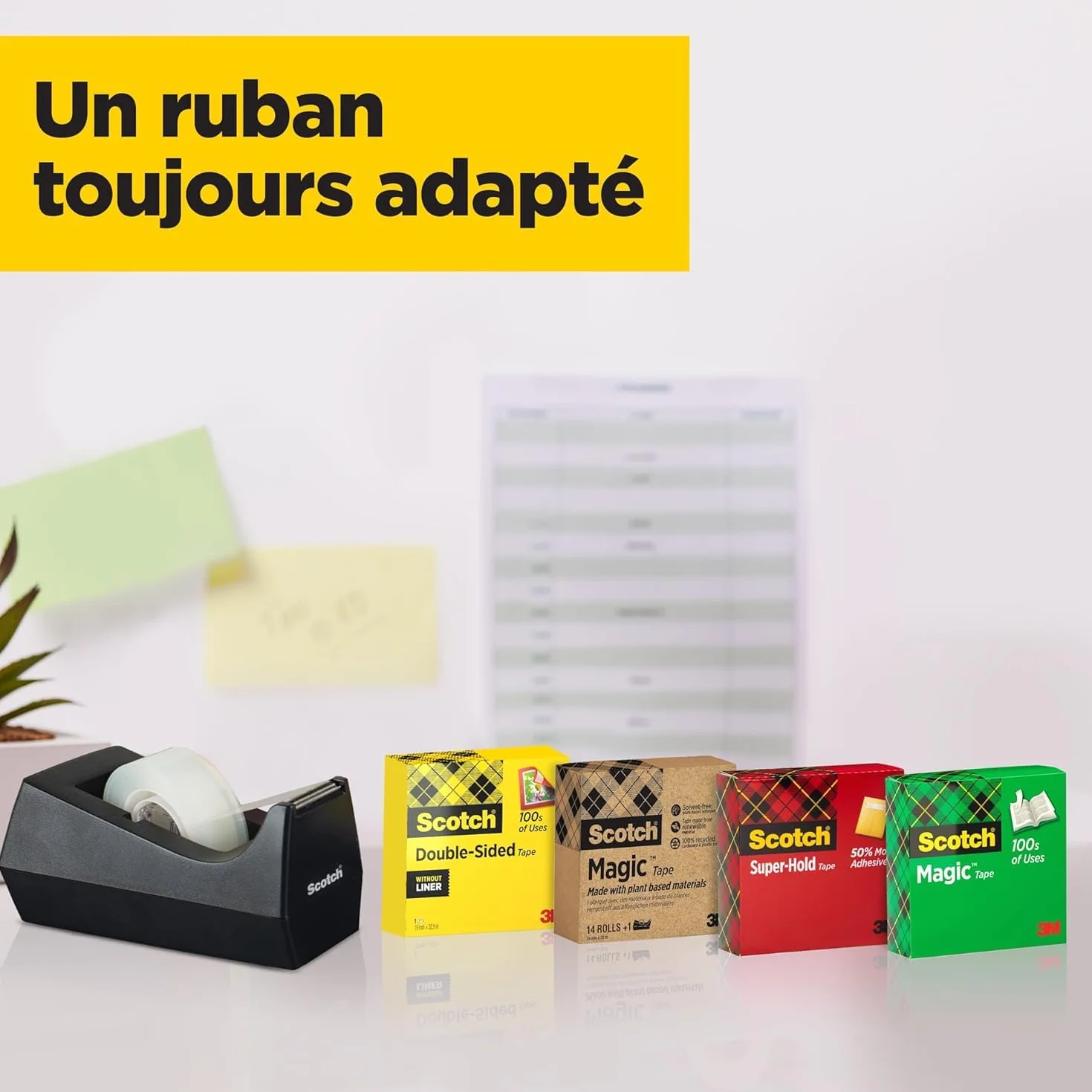 Scotch Magic Tape Dévidoir + Ruban Invisible 19 mm x 38 m 1 Rouleau