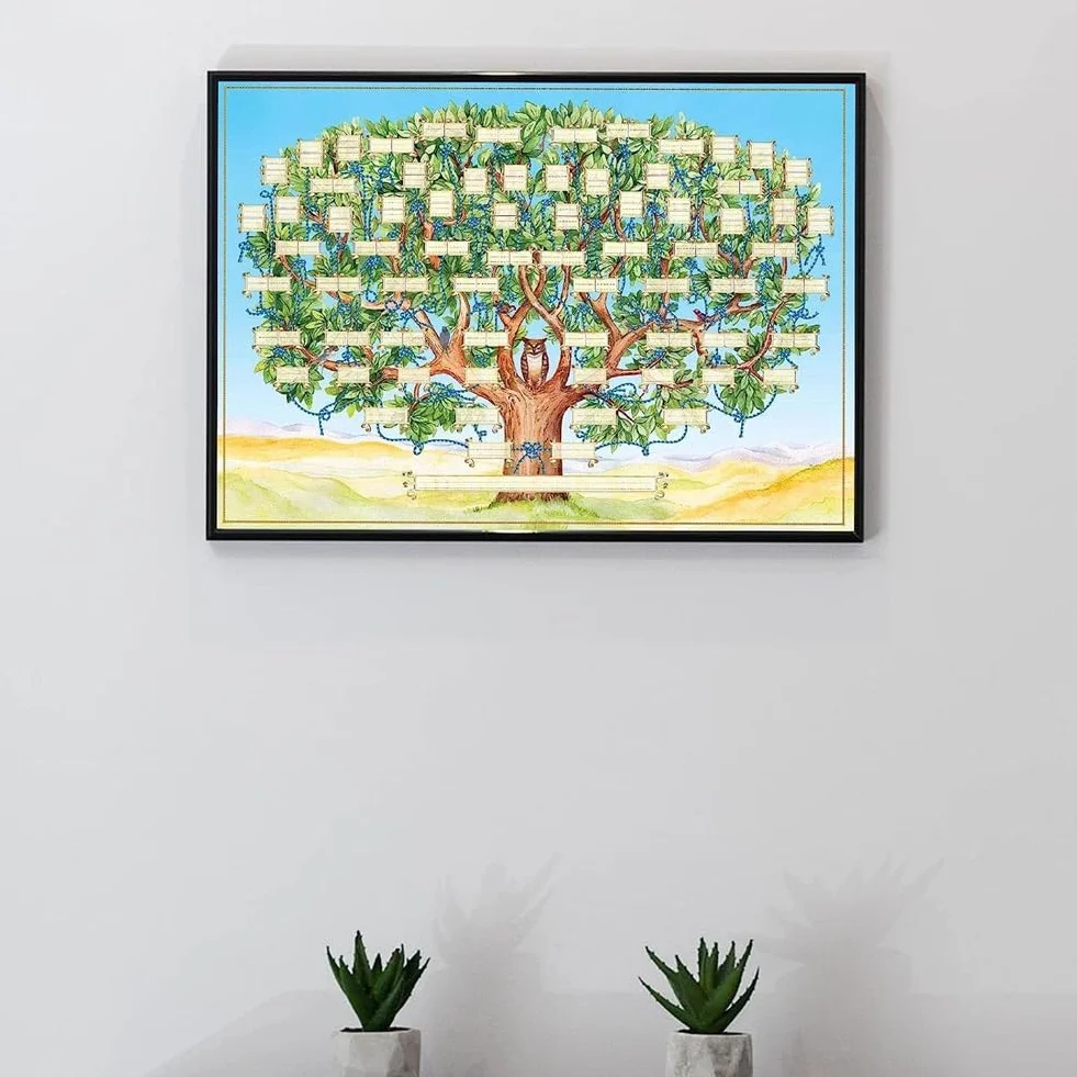Tableau d'Arbre Généalogique à Remplir 6 Générations Affiche Ascendance Vierge Décoration Murale Cadeau Famille