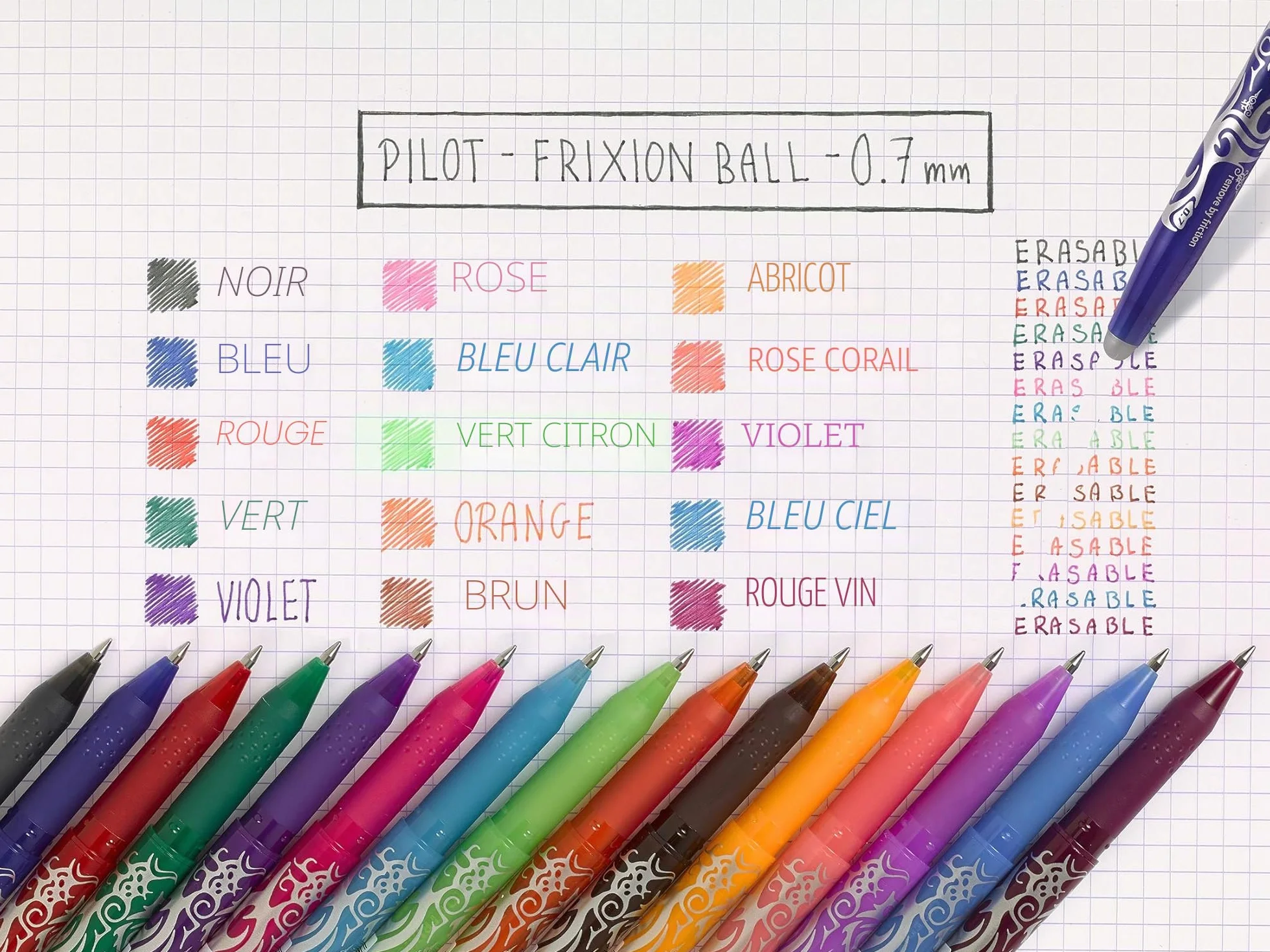 PILOT FriXion Recharges Stylo Effaçable 2 Etuis de 6 Bleu Pointe Moyenne Compatibles FriXion Ball Clicker