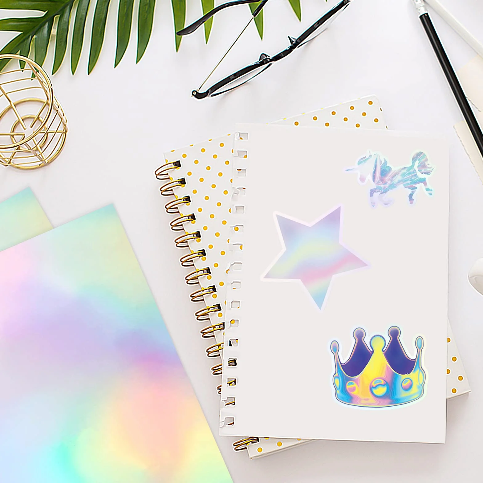 Papier Autocollant Holographique A4 20 Feuilles, Vinyle Imperméable Séchage Rapide pour Imprimante Jet d'Encre et Laser