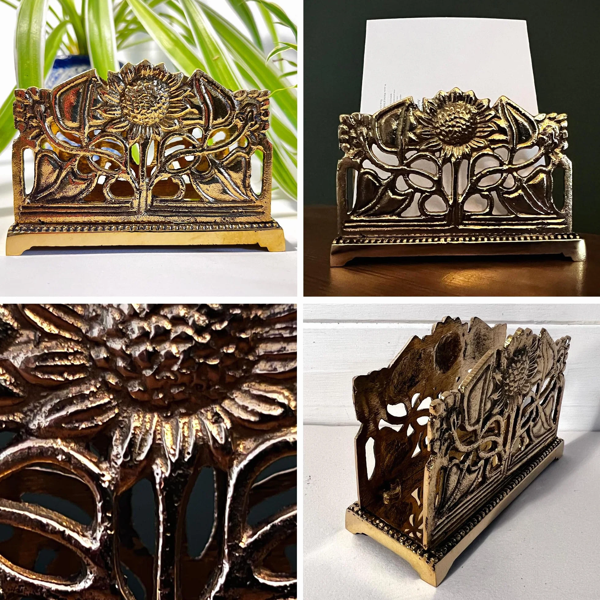 Thorness Porte-lettres en laiton poli art nouveau tournesol décoratif maison bureau