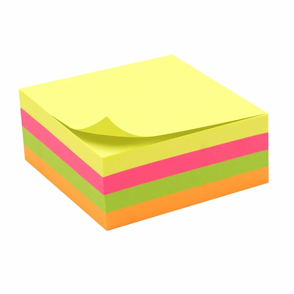 Bloc note repositionnable 4 couleurs neon 320 feuilles 75x75mm