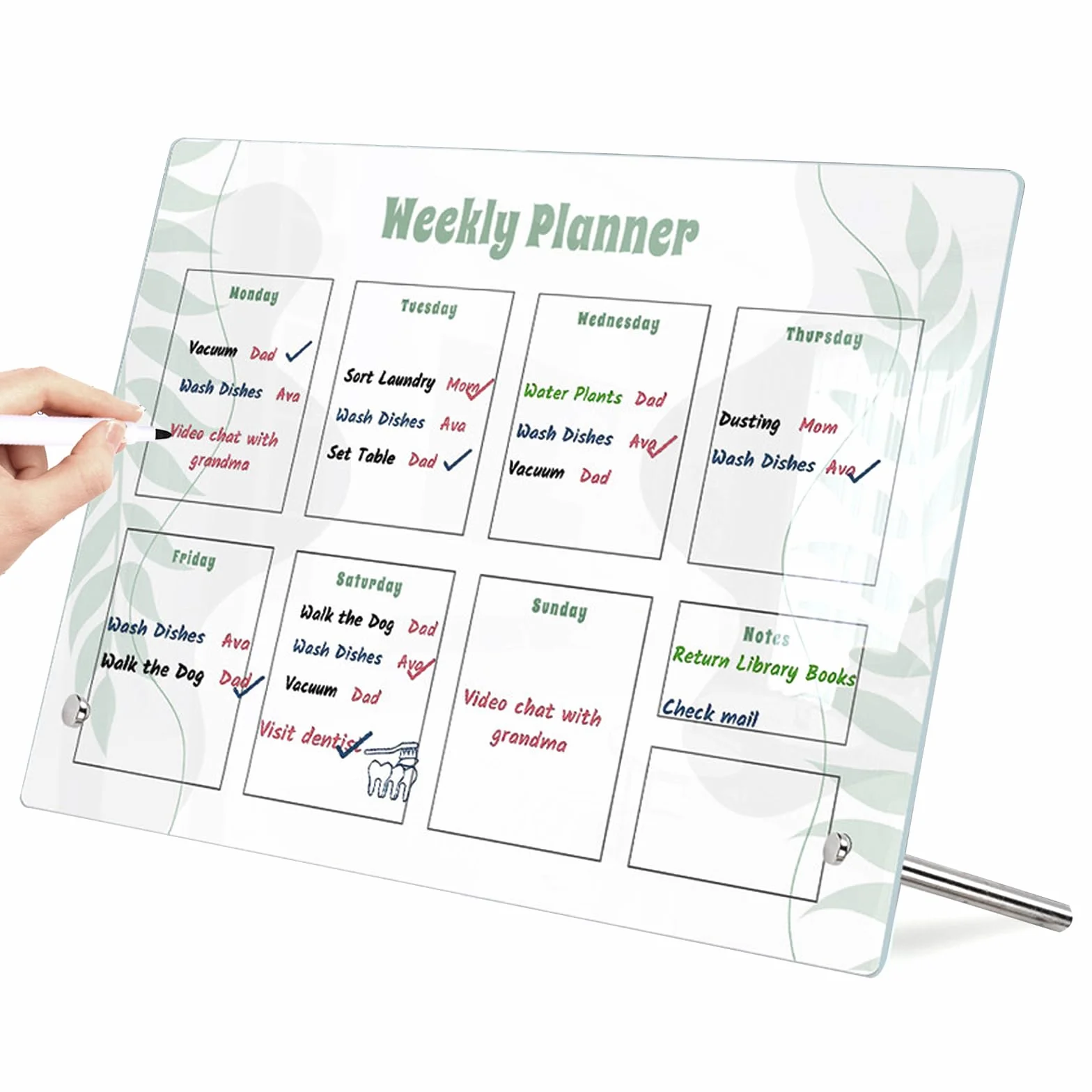 Semainier Planificateur Hebdomadaire Réutilisable Tableau Blanc Effaçable 20x30 cm
