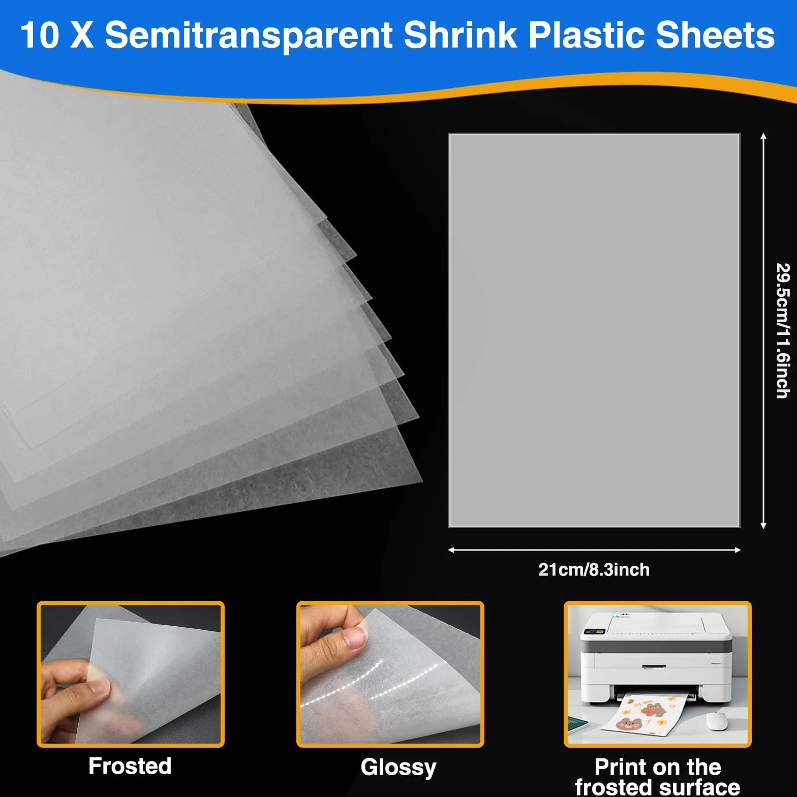 Plastique Fou Transparent imprimable A4 10 feuilles pour imprimante jet d'encre 20x30cm