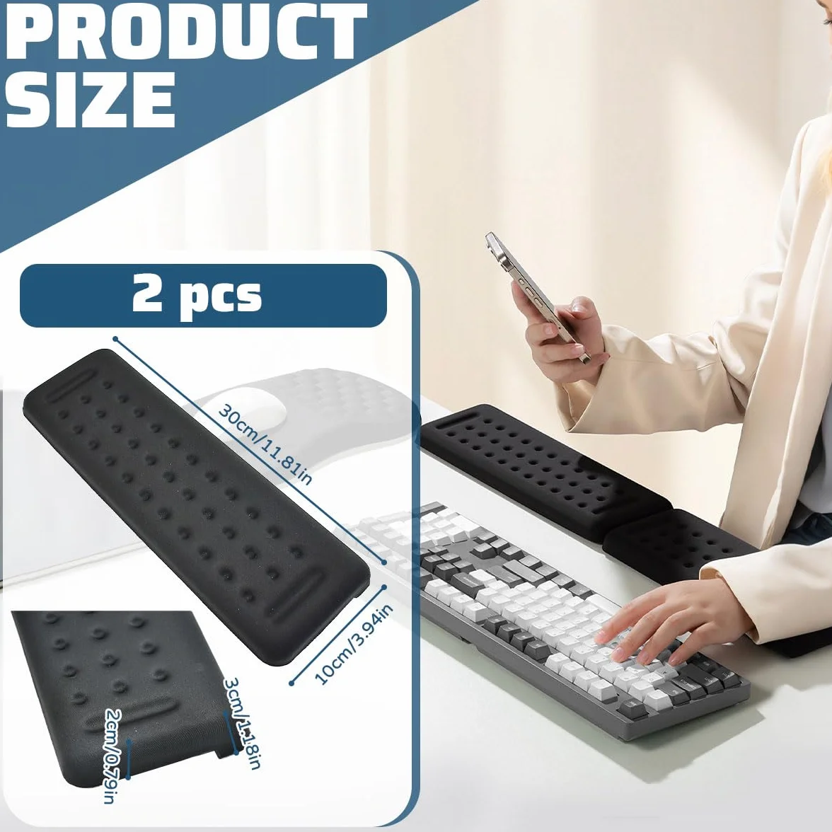 Coussin de Support pour Coude et Poignet de Bureau, Accoudoir en Forme de L, Repose-poignet Ergonomique 30x10cm