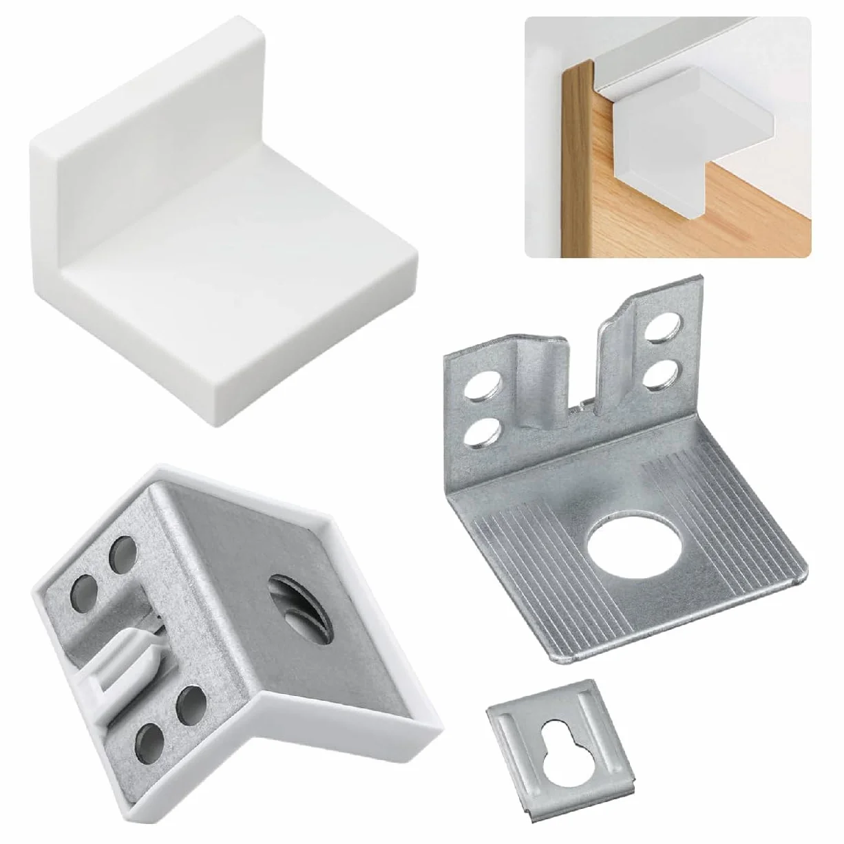 Accroche-Armoire Réglable 4 Pièces Fixation Murale pour Armoires Suspendues