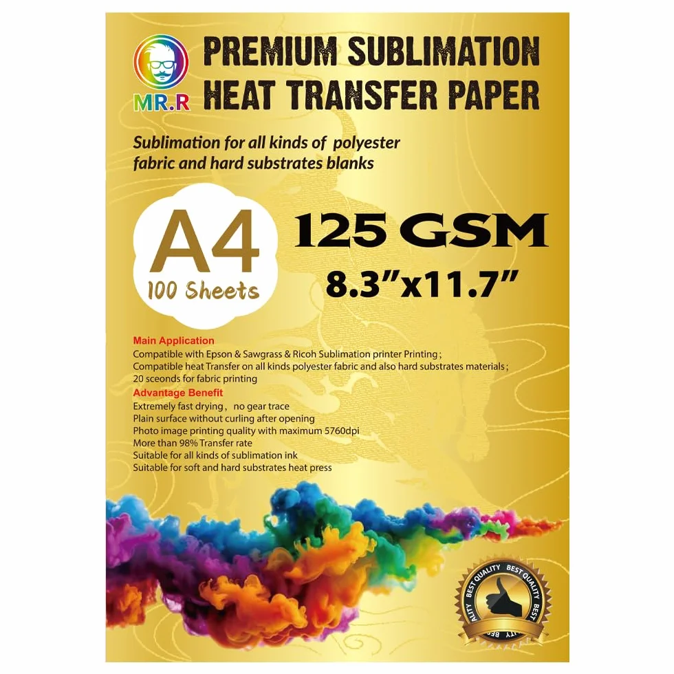 Papier transfert sublimation A4 125gsm 100 feuilles compatible Epson Sawgrass