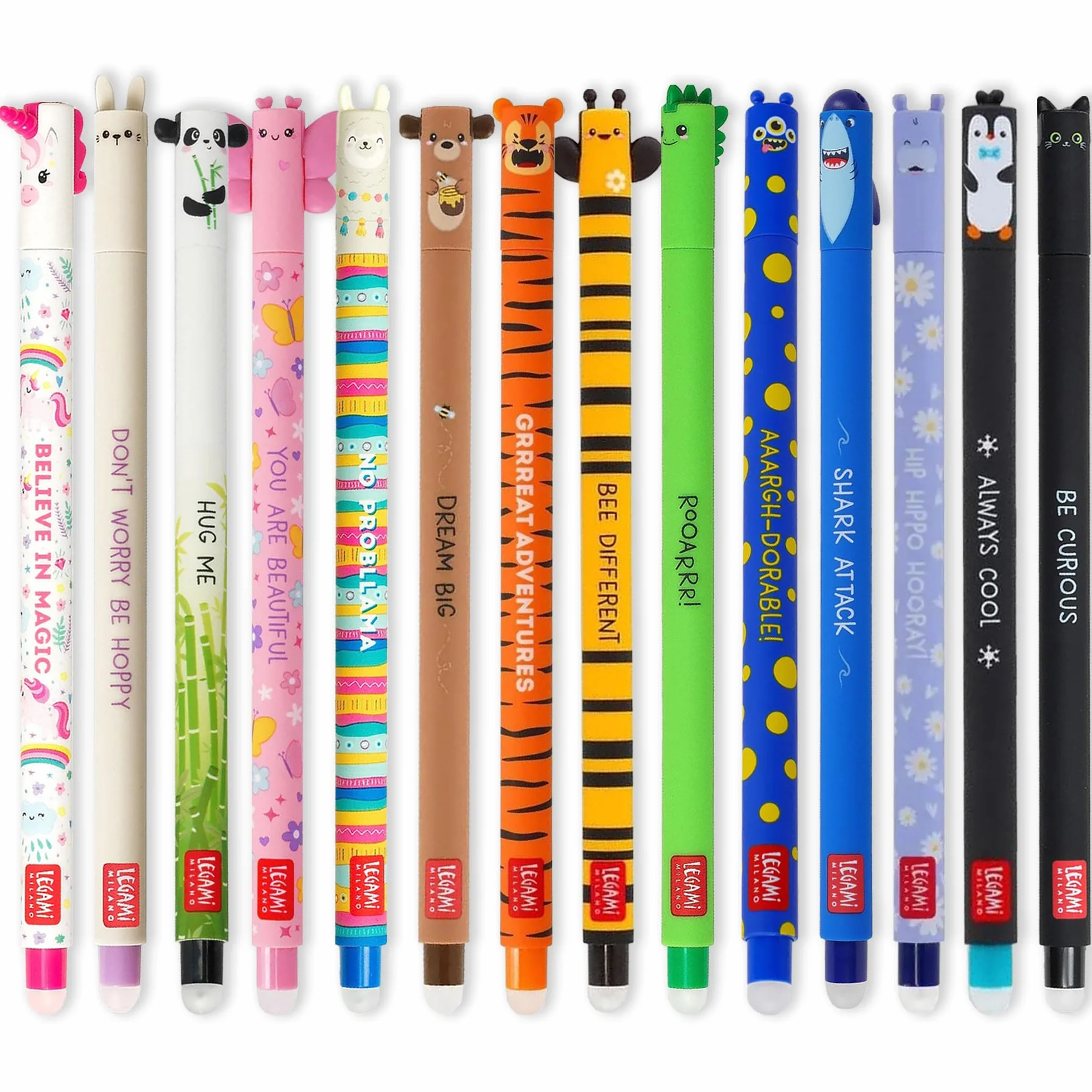 LEGAMI Lot de 14 stylos gel effaçables thermosensibles 0,7 mm animaux