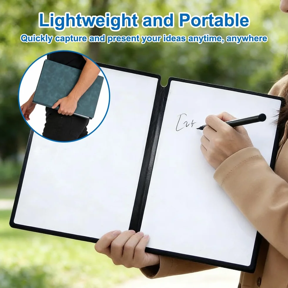 Tableau Blanc Effaçable Portable A4 31cm×22.5cm avec Accessoires Bleu