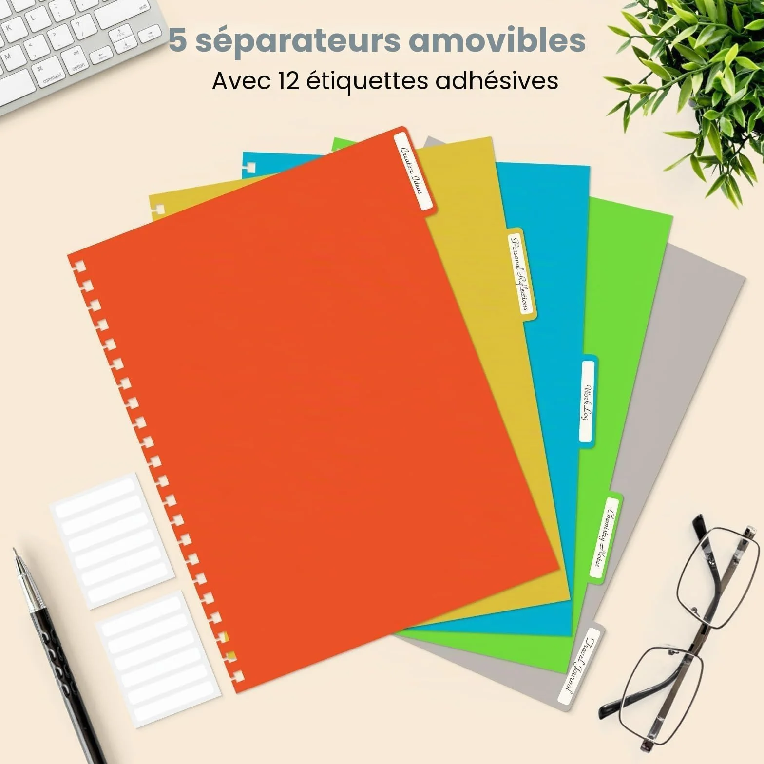 Carnet A4 ligné 300 pages 100 g/m², Cahier à spirale étanche avec intercalaires amovibles