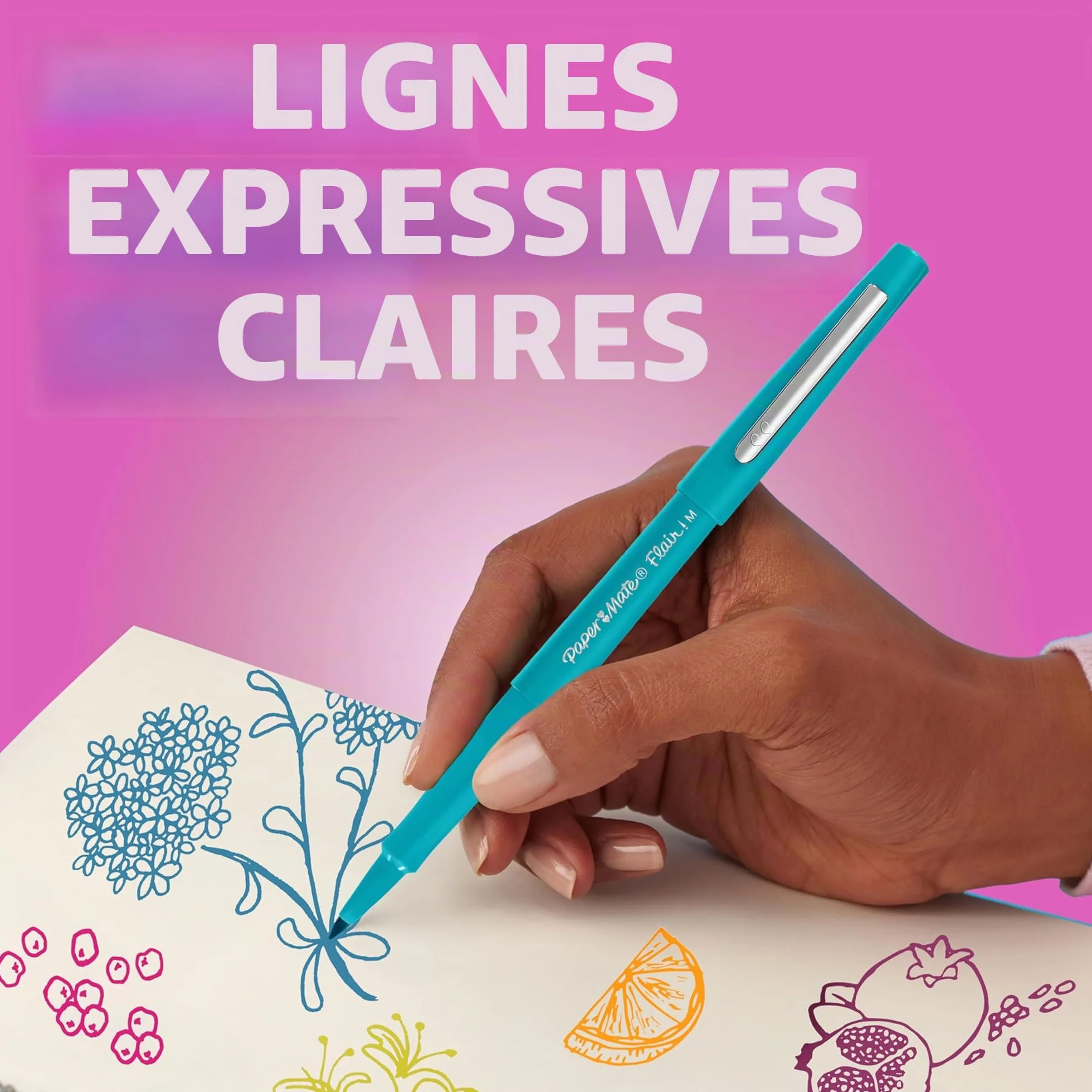 Paper Mate Flair Stylos feutres pointe moyenne 0,7 mm encre noire boîte de 12