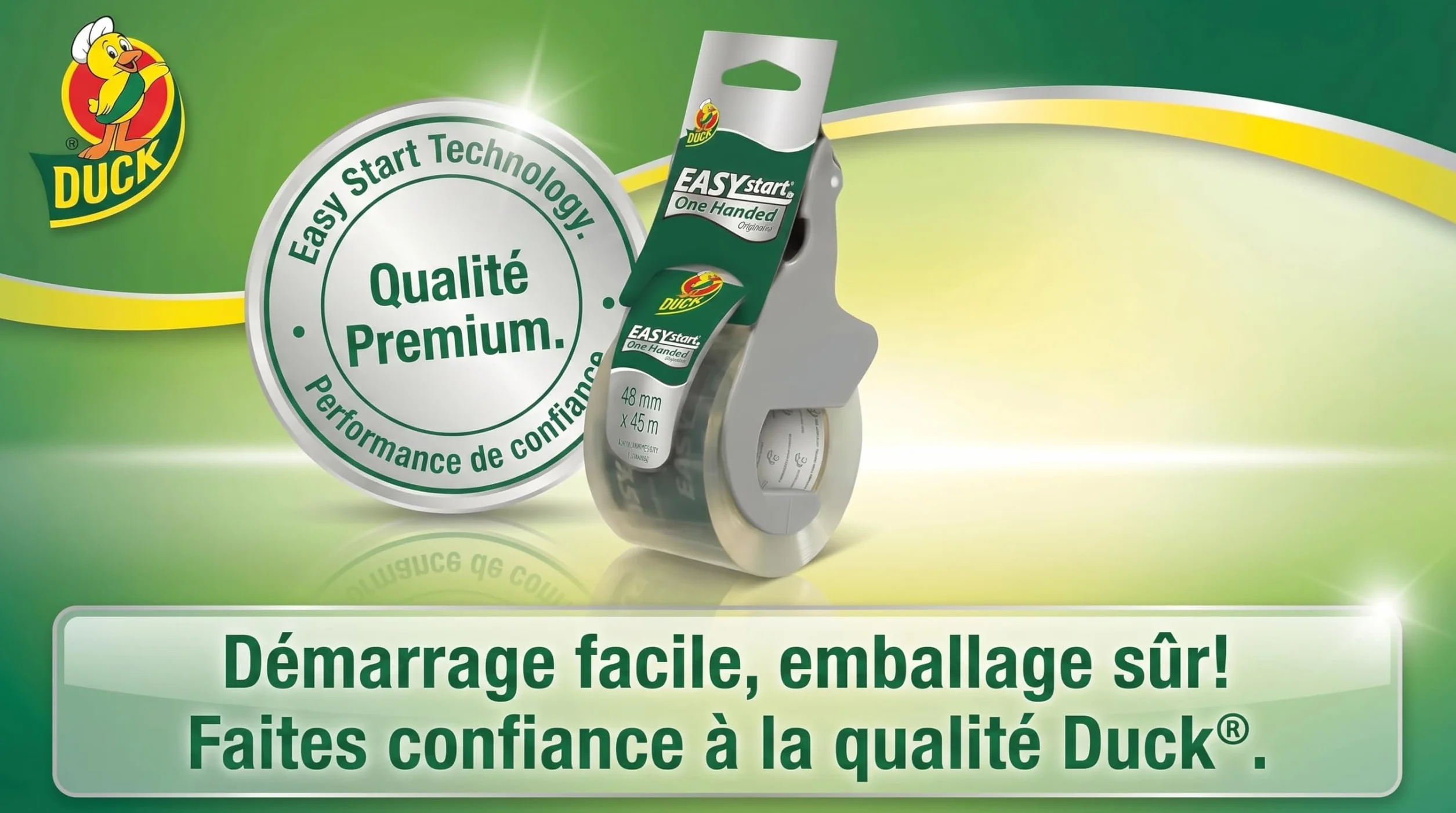 DUCK Easy Start 120-00 Ruban d'emballage transparent 48mm x 45m