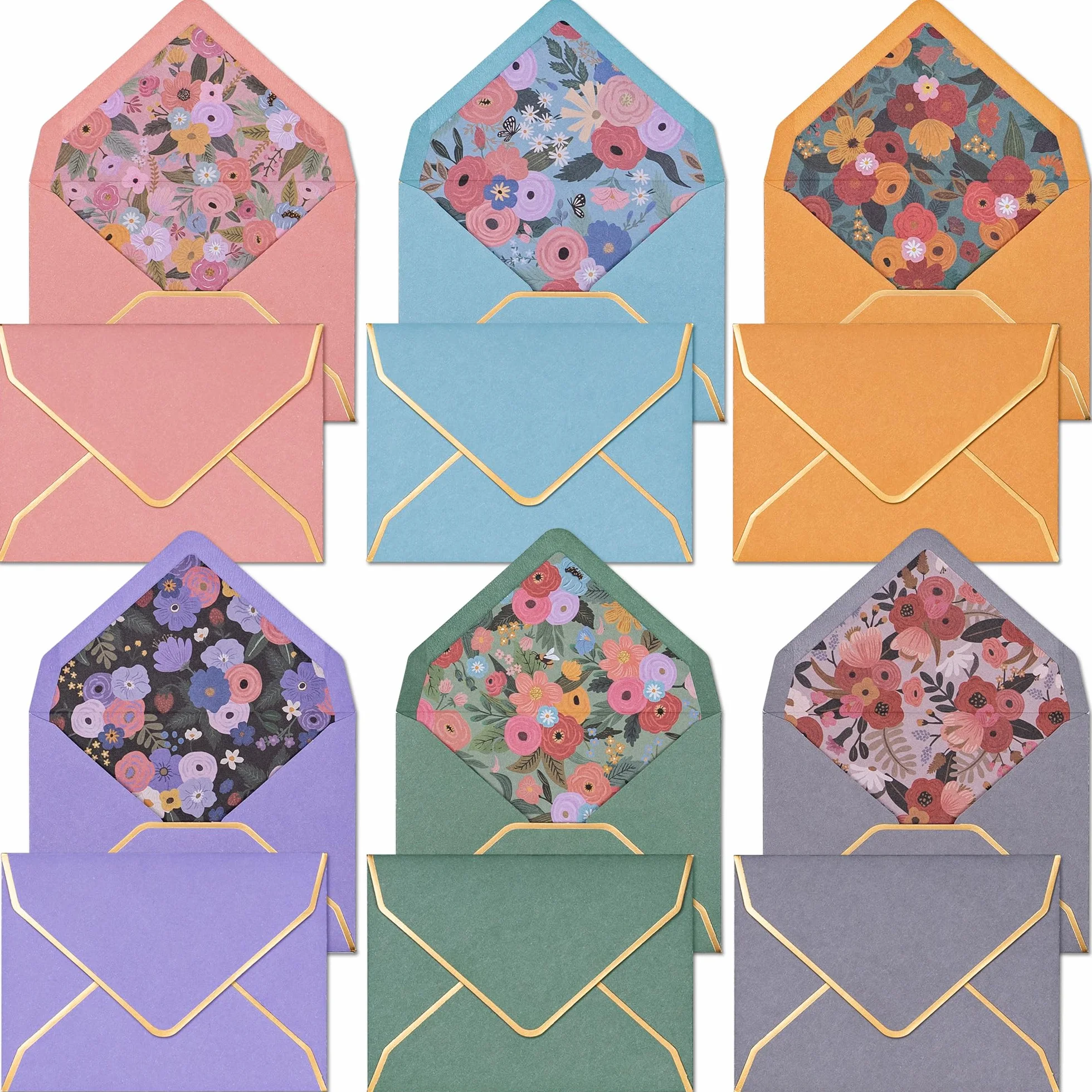 Softbloom Tapestry Mini Enveloppes Lot de 60 6 Couleurs 9,4 x 6,9 cm Intérieur Fleuri