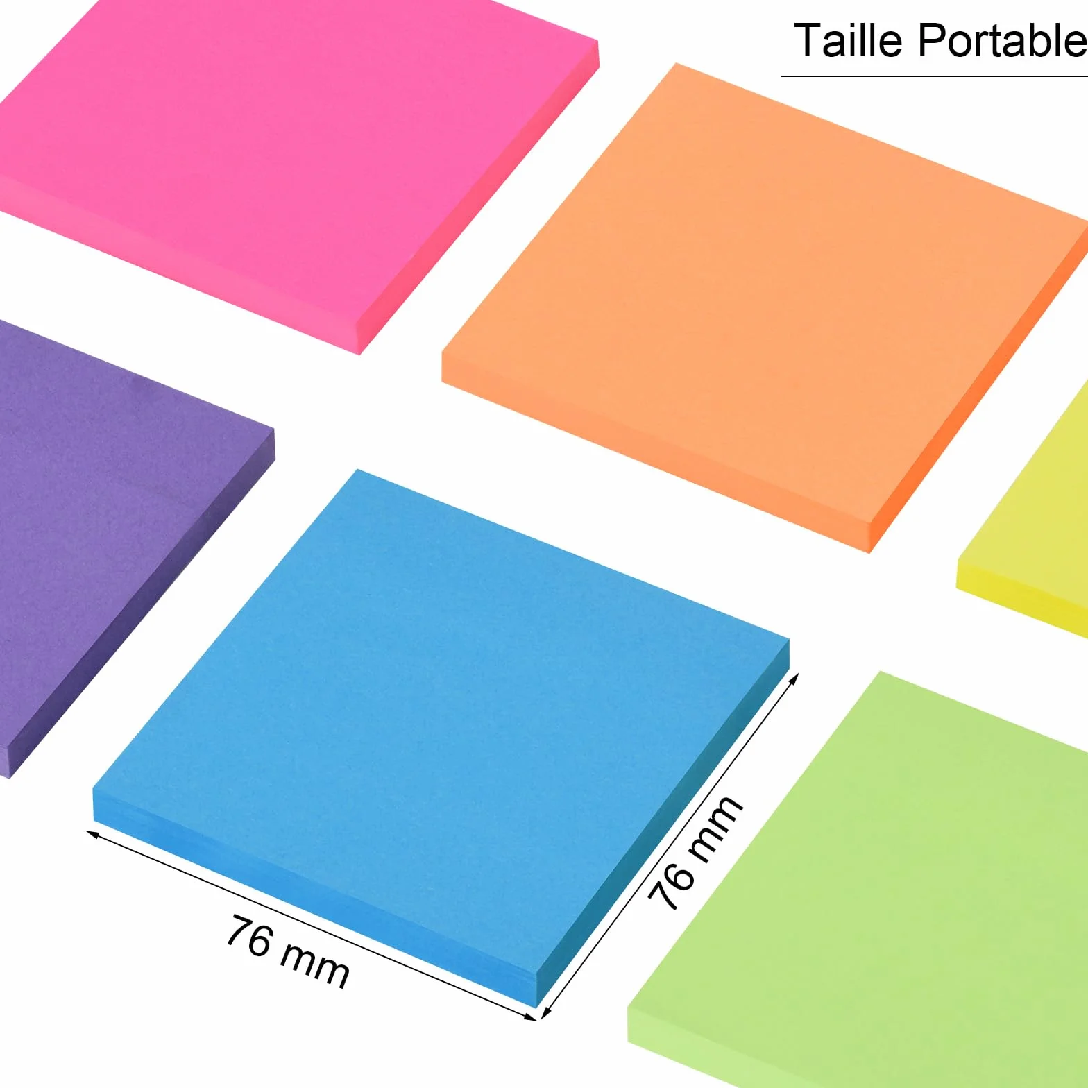 Notes Sticky 12 Blocs 6 Couleurs Vive 76x76 mm Lot 60 Feuillets/Pad 12 Pack 720 Feuillets