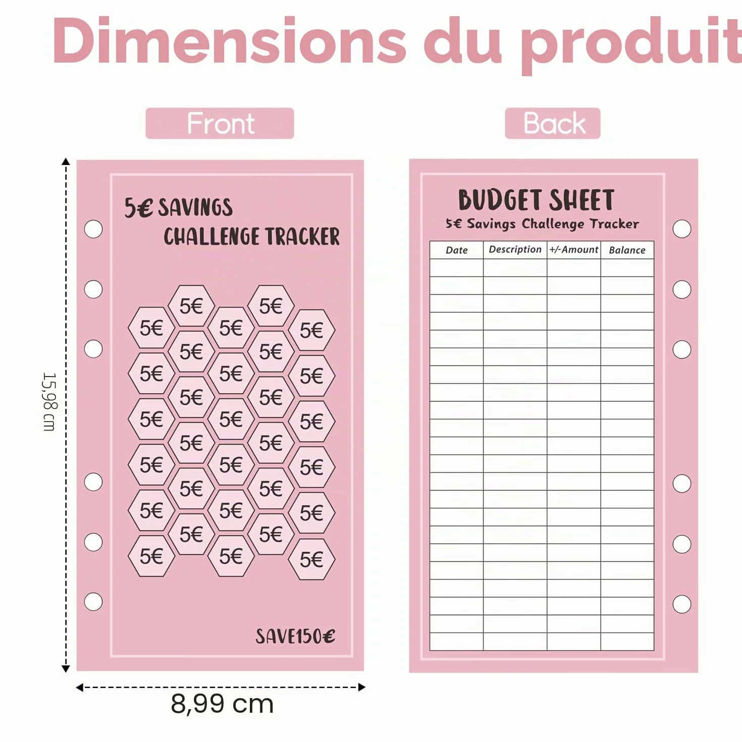 Classeur Budget Planner A6 48 Pièces Défi Économie d'Argent 1€ 2€ 5€ 10€ 15€ 20€ 25€ 30€ 30 Jours 26 Semaines 52 Semaines 100 Jours