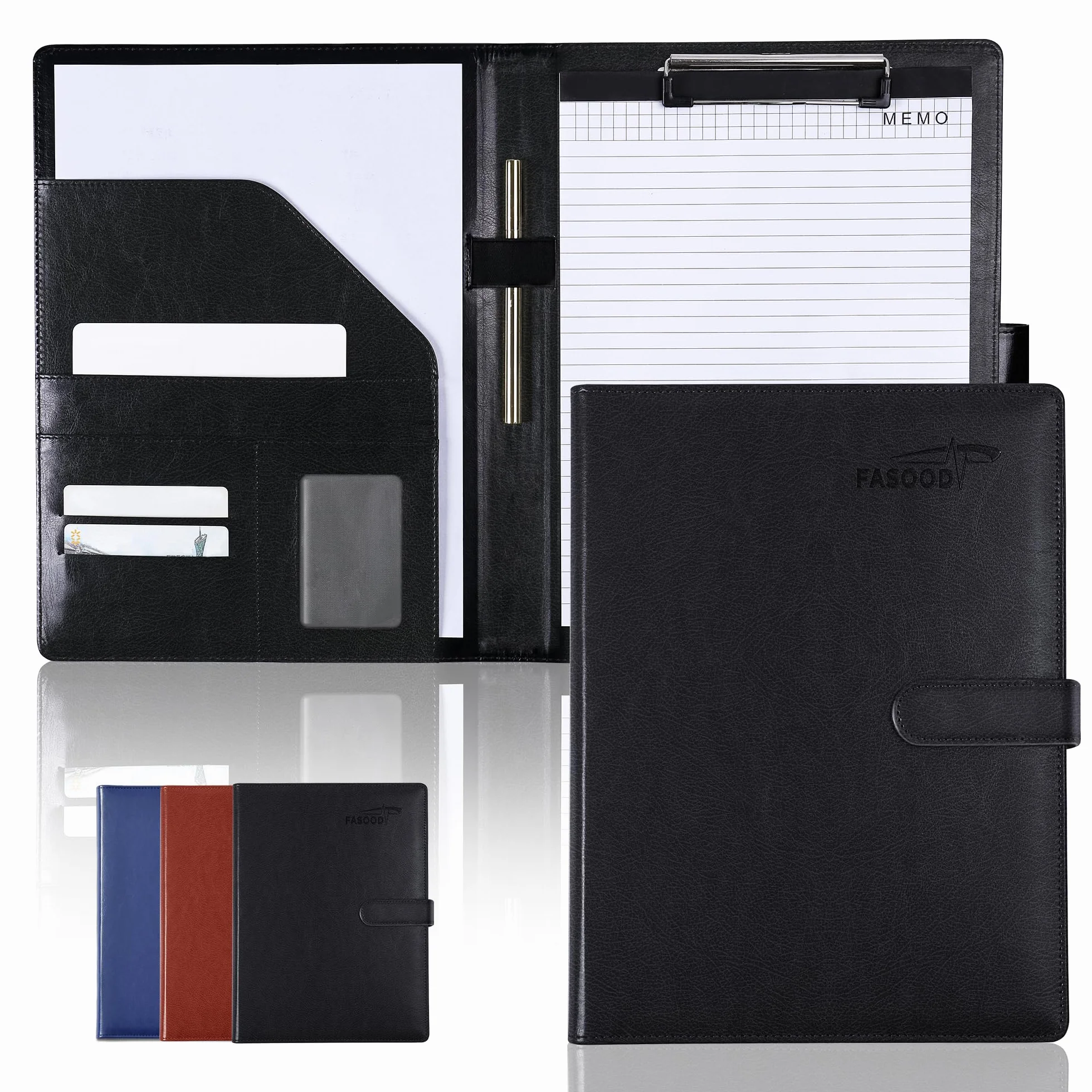 Conférencier A4 avec Porte Bloc, Porte Documents et Fermeture Magnétique (noir)