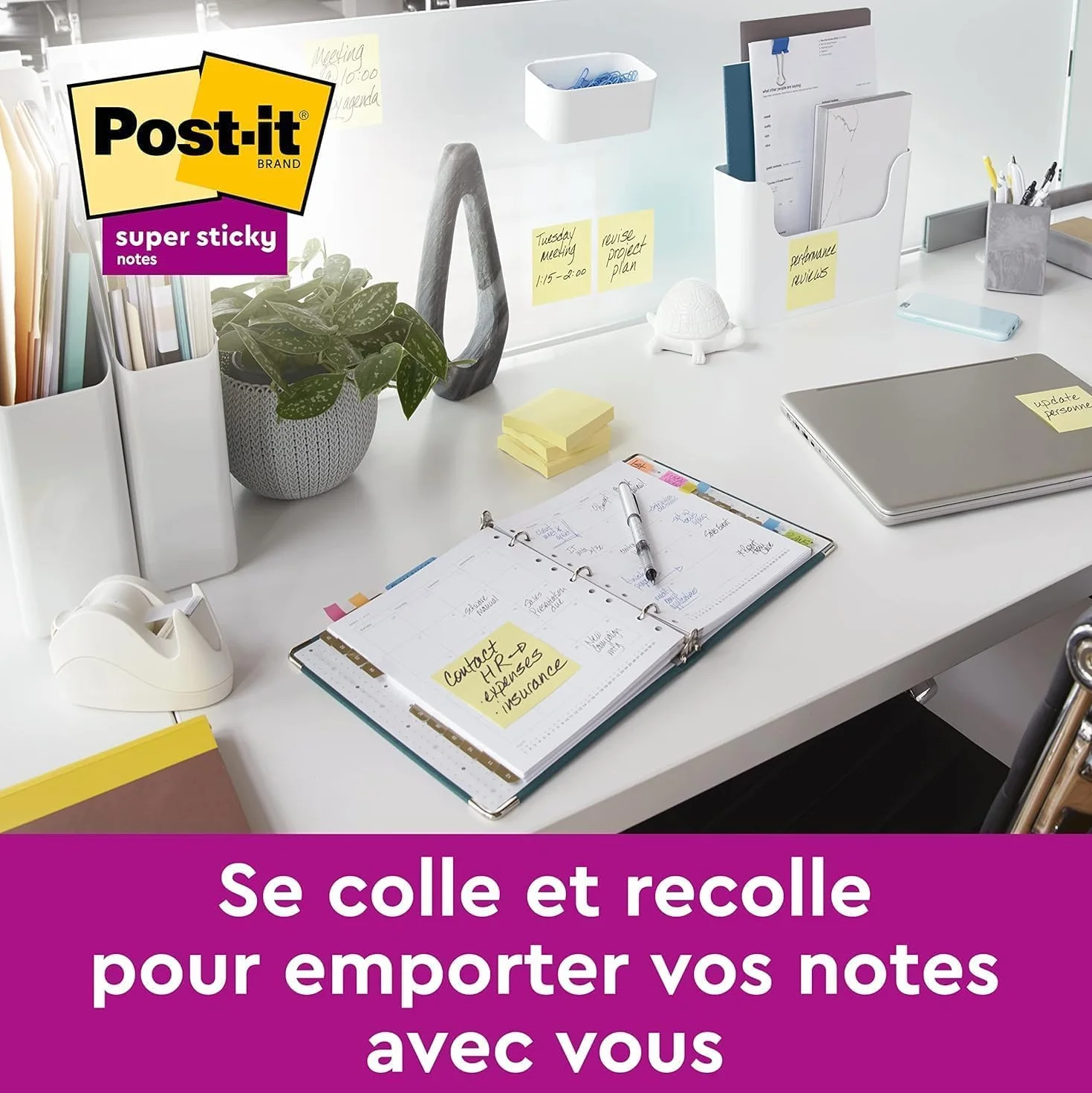 Post-it Notes Autocollantes Super Sticky 76 mm x 76 mm 90 Feuilles par Bloc Jaune Canari 4 Blocs + 2 Gratuits