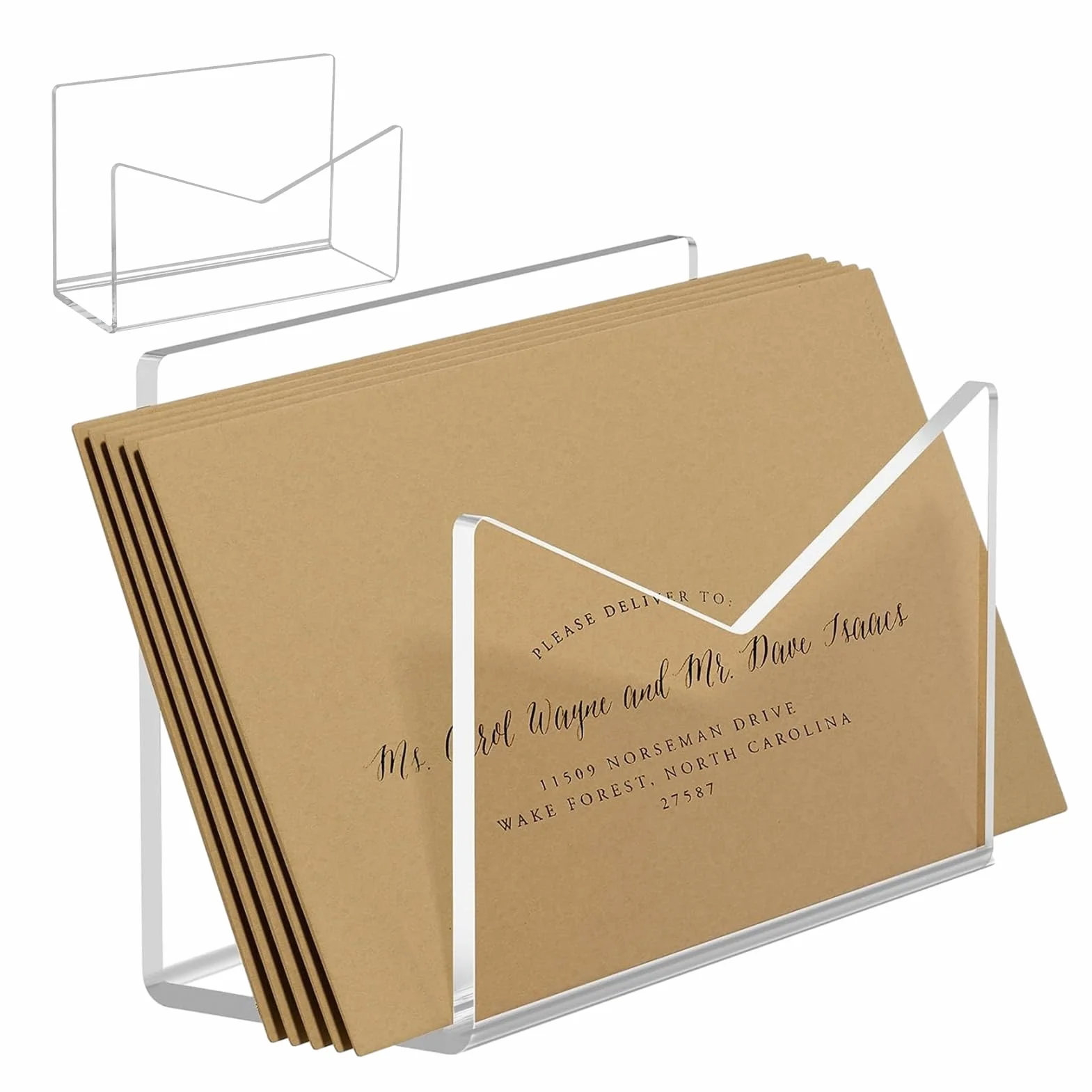 Organisateur de courrier acrylique portatif pour comptoir bureau école maison