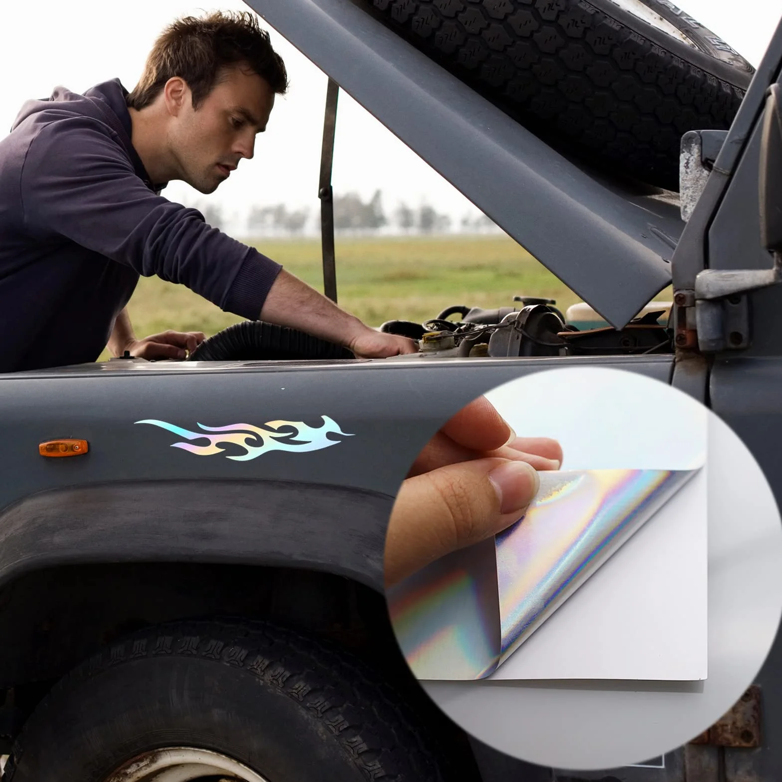 Papier autocollant holographique A4 imprimable en vinyle imperméable séchage rapide lot de 10