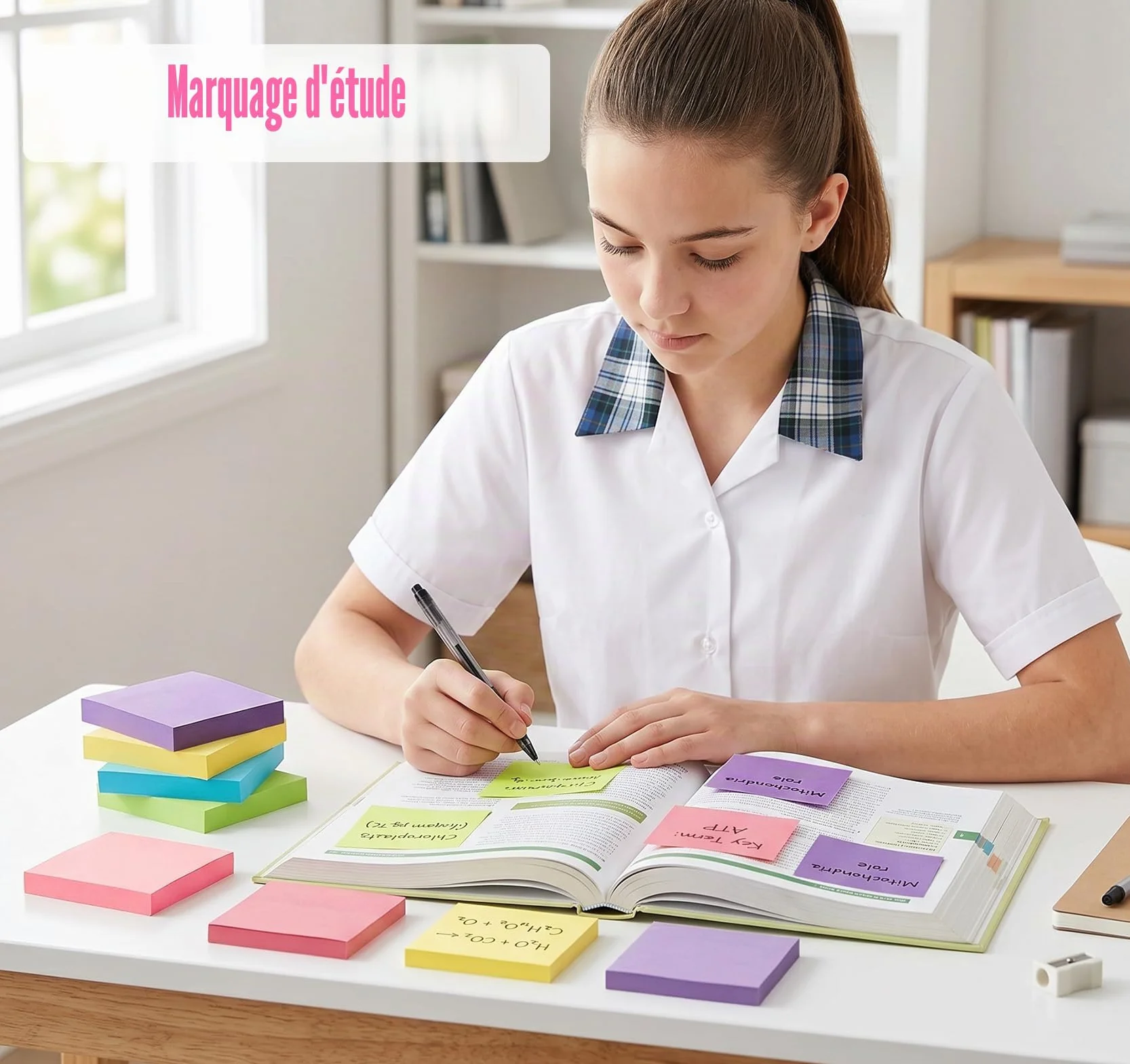 Agoer 1000 Feuillets Notes Sticky Notes 10 Couleurs Vives 76 x 76 mm Super Sticky Notes Autocollantes