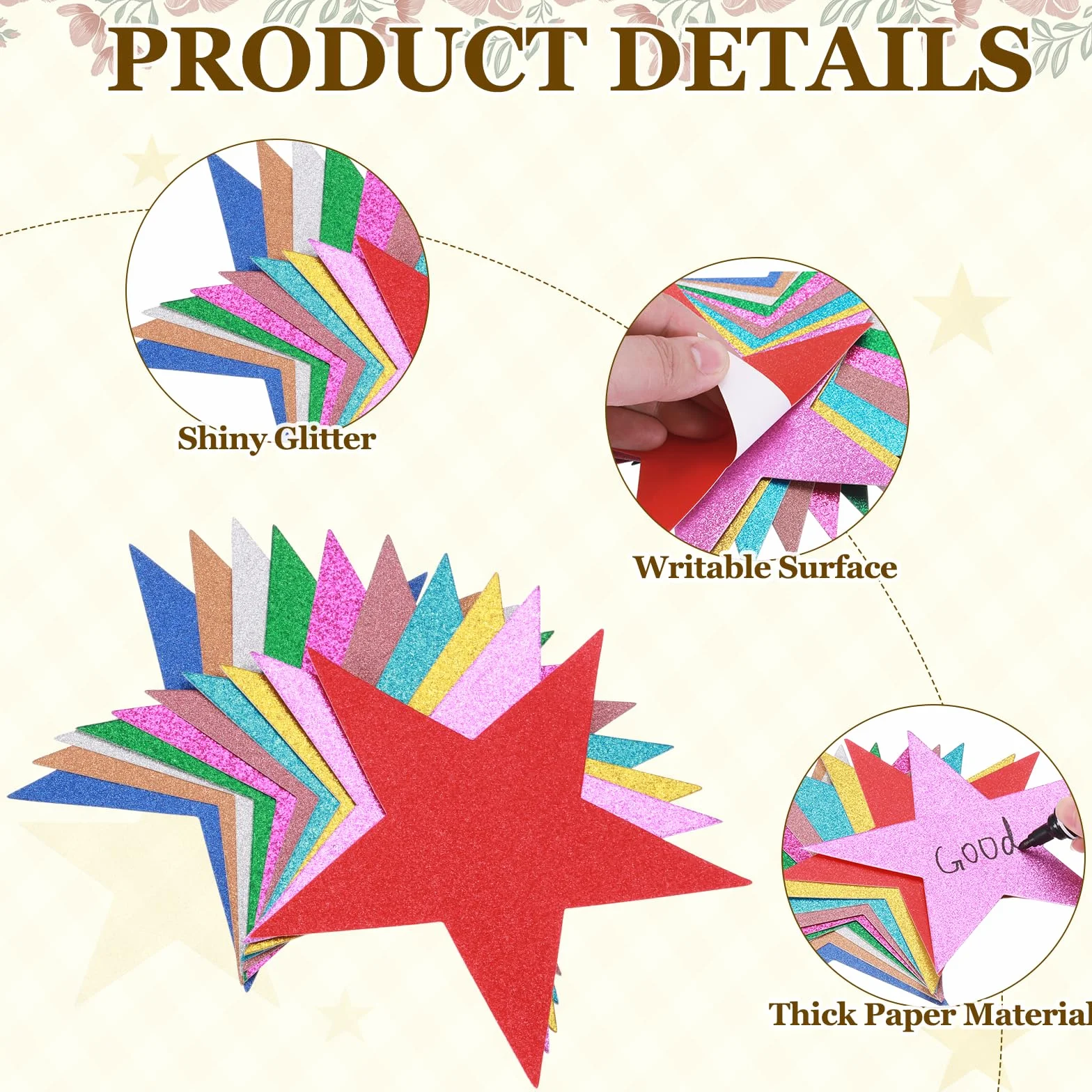 QUARKZMAN 50 Pcs Étoiles Pailletées 5 Pouces, Confettis Étoile Argenté pour Décoration Murale Fête