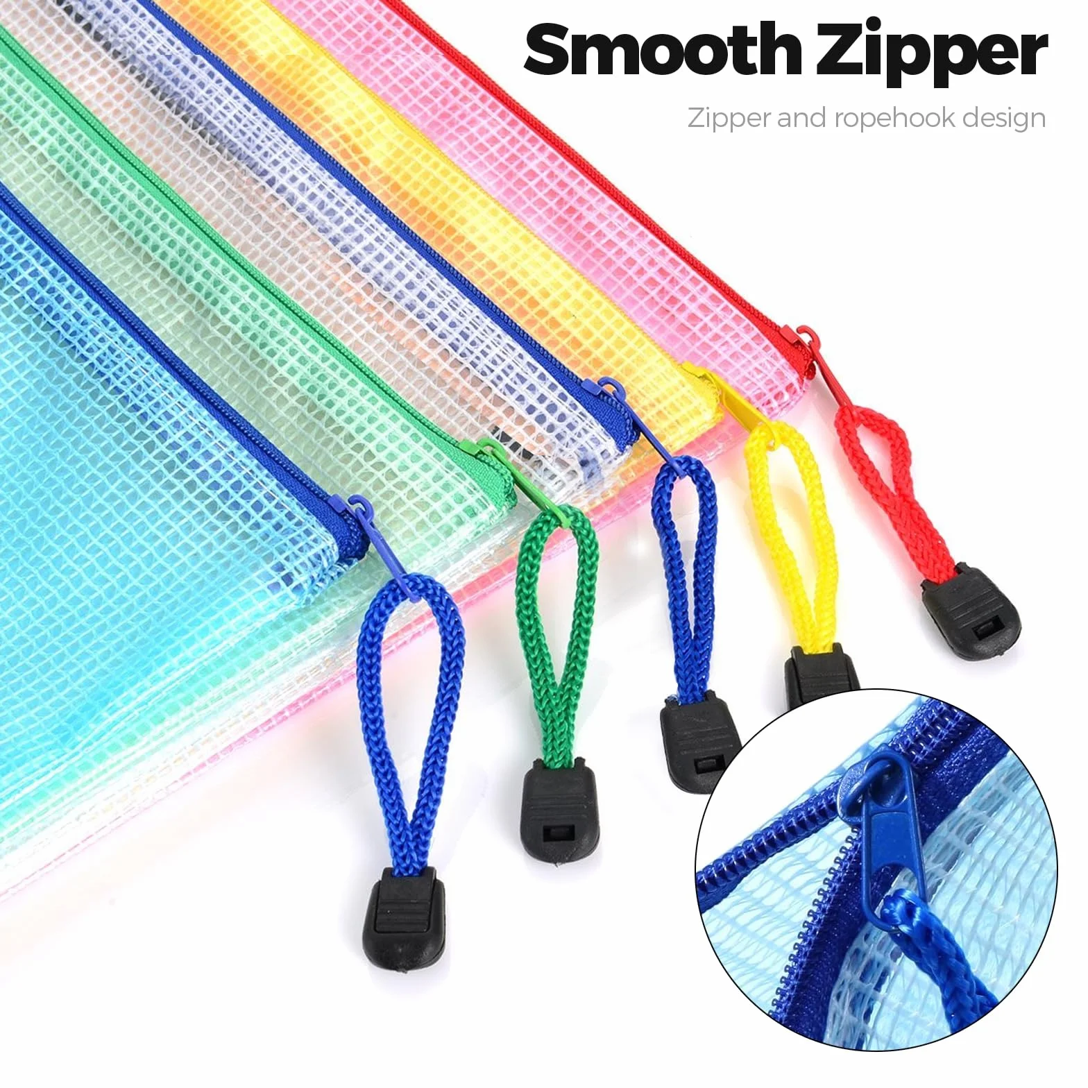 Pochette Document Zippée A5 PVC Transparente 5 Couleurs, Ranger Papiers Petits Objets, Fournitures Cosmétiques Voyage (10 PCS)