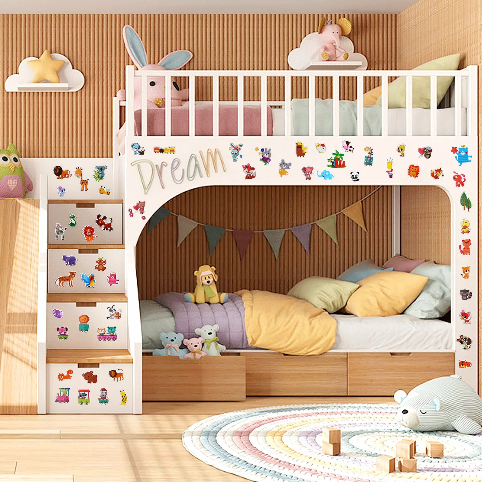 Cobee Lot de 12 feuilles d'autocollants bouffants 3D pour enfants, autocollants en mousse, autocollants de récompense