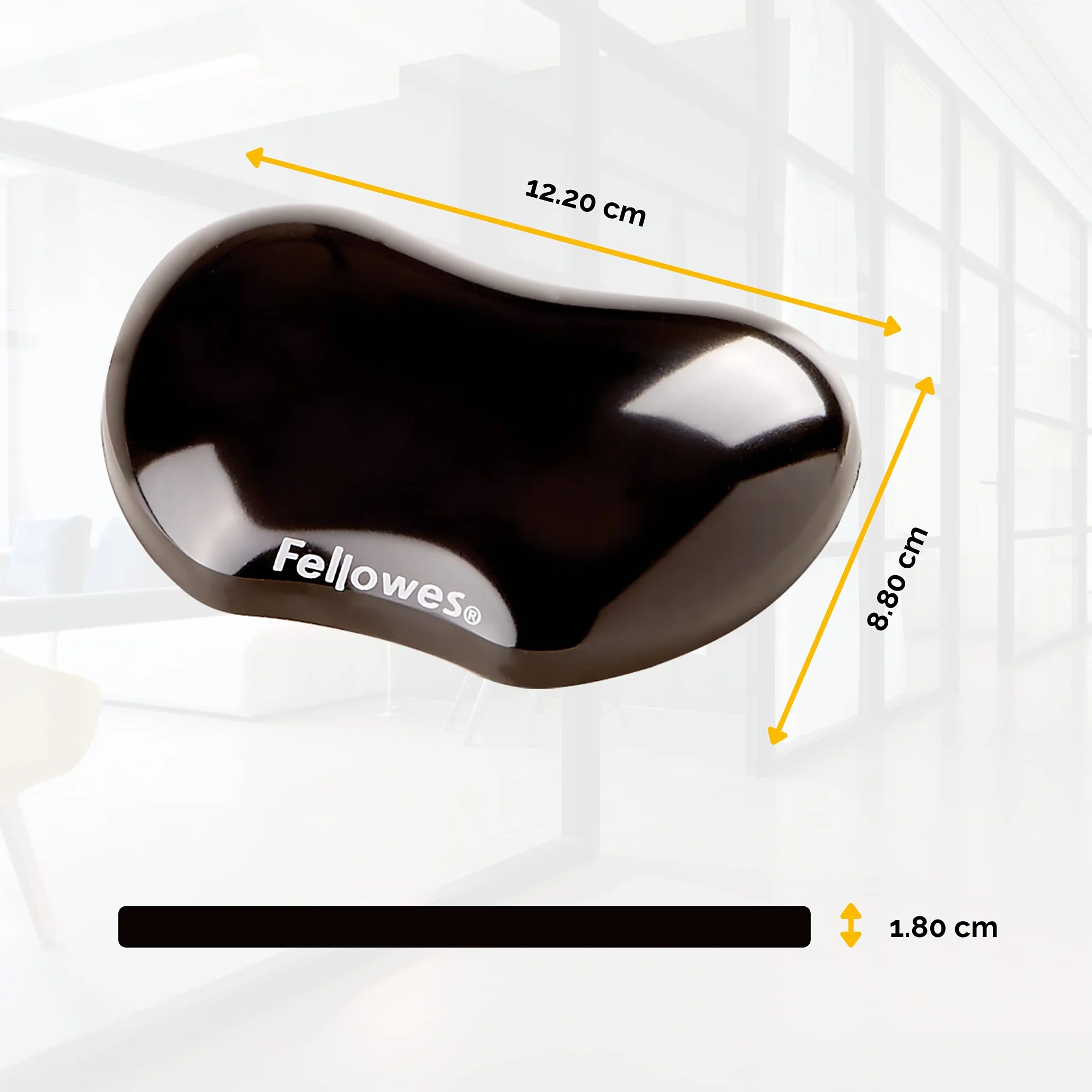 Fellowes Mini Repose-Poignet Crystal Gel Ergonomique Souris Gel Transparent Noir 18 x 122 x 88 mm