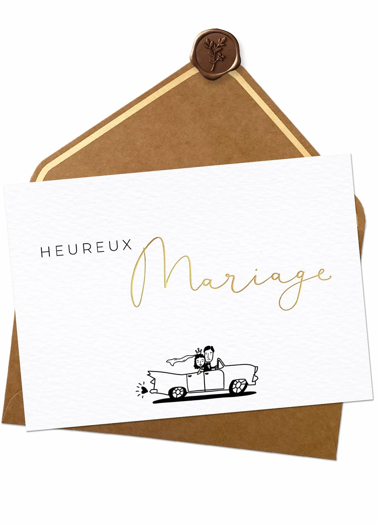 Carte de mariage Joli Coon Heureux Mariage Originale avec enveloppe A6