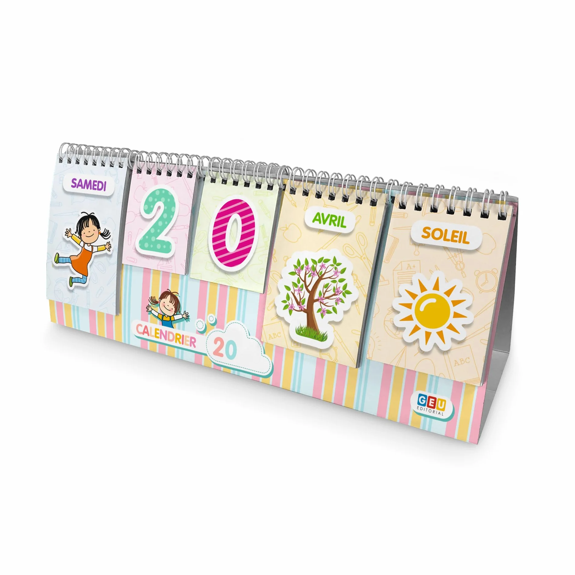 Calendrier pour Enfant Jeux Educatif Apprendre les Jours Mois Saisons Temps Onglets Illustrations Français