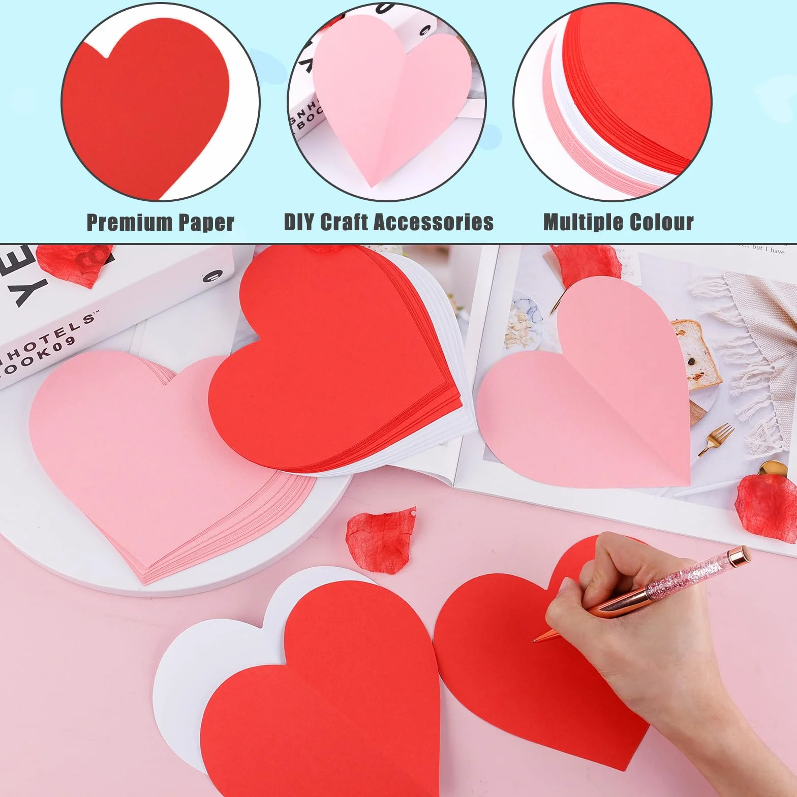 Papier Cartonné Cour Double Face 72pcs 15,3x13,2cm Découpes en Forme de Cour Artisanat Saint-Valentin