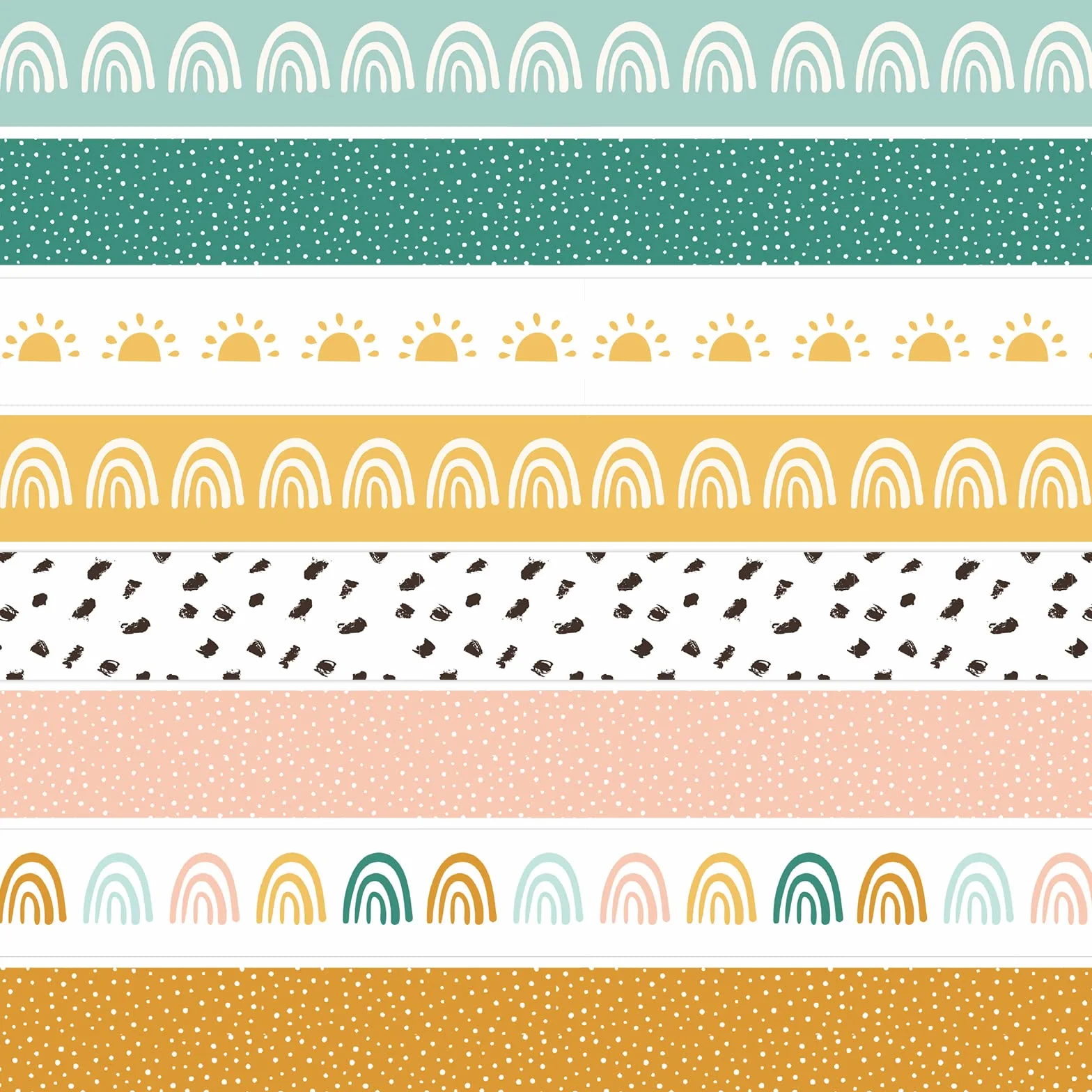 AnyDesign 72 bordures tableau d'affichage bohème - 8 motifs - bordures colorées école classe bureau
