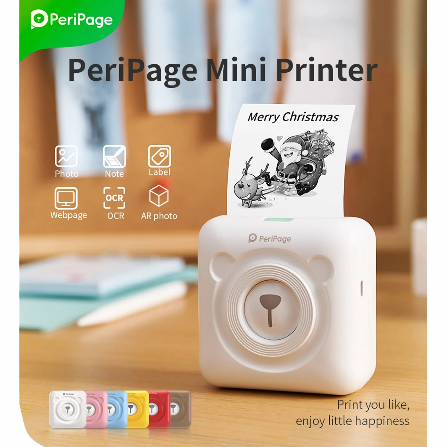 PeriPage A6 Mini Imprimante Thermique 304DPI sans Fil BT HD