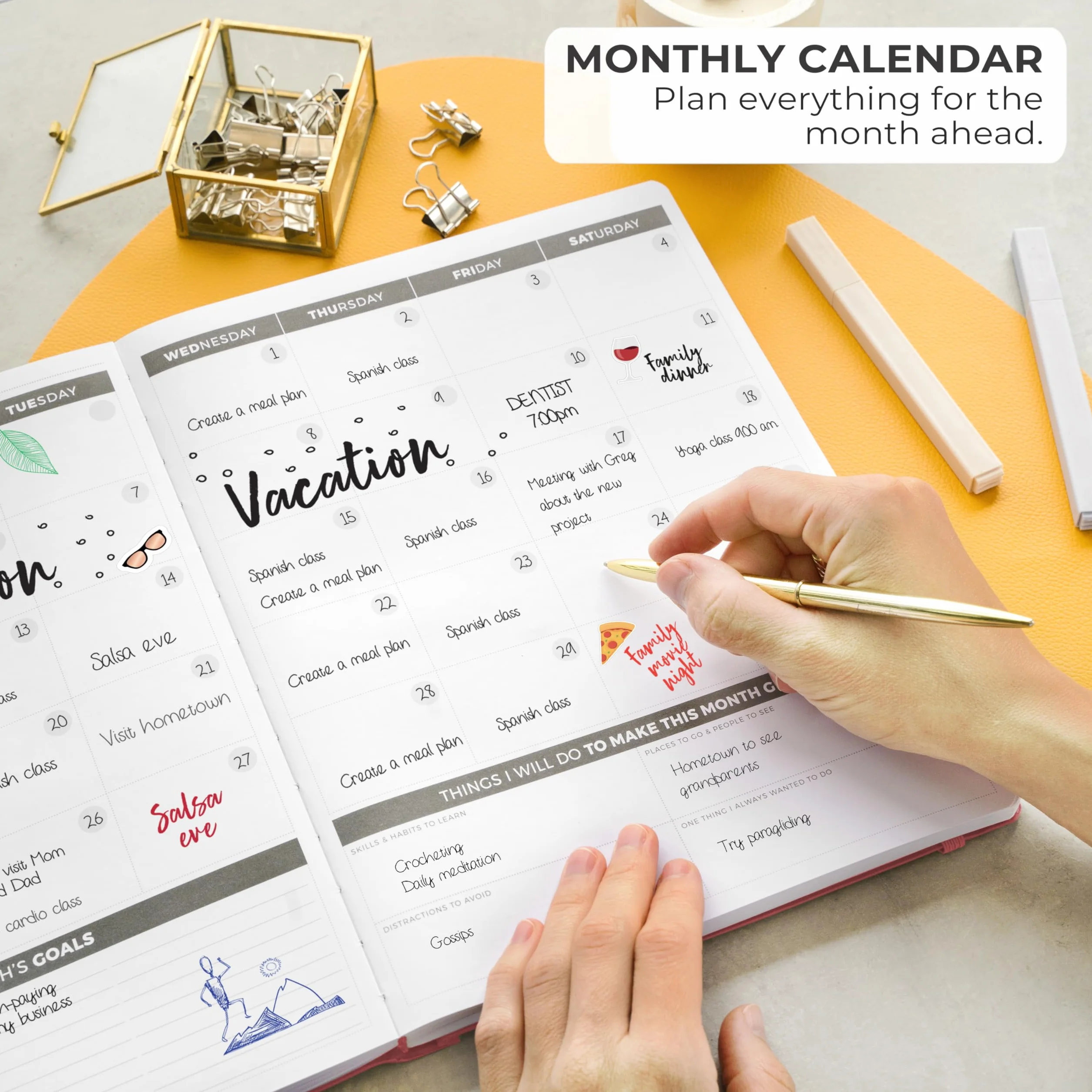 Clever Fox PRO Agenda de vie hebdomadaire et mensuel A4 Non daté Rose foncé