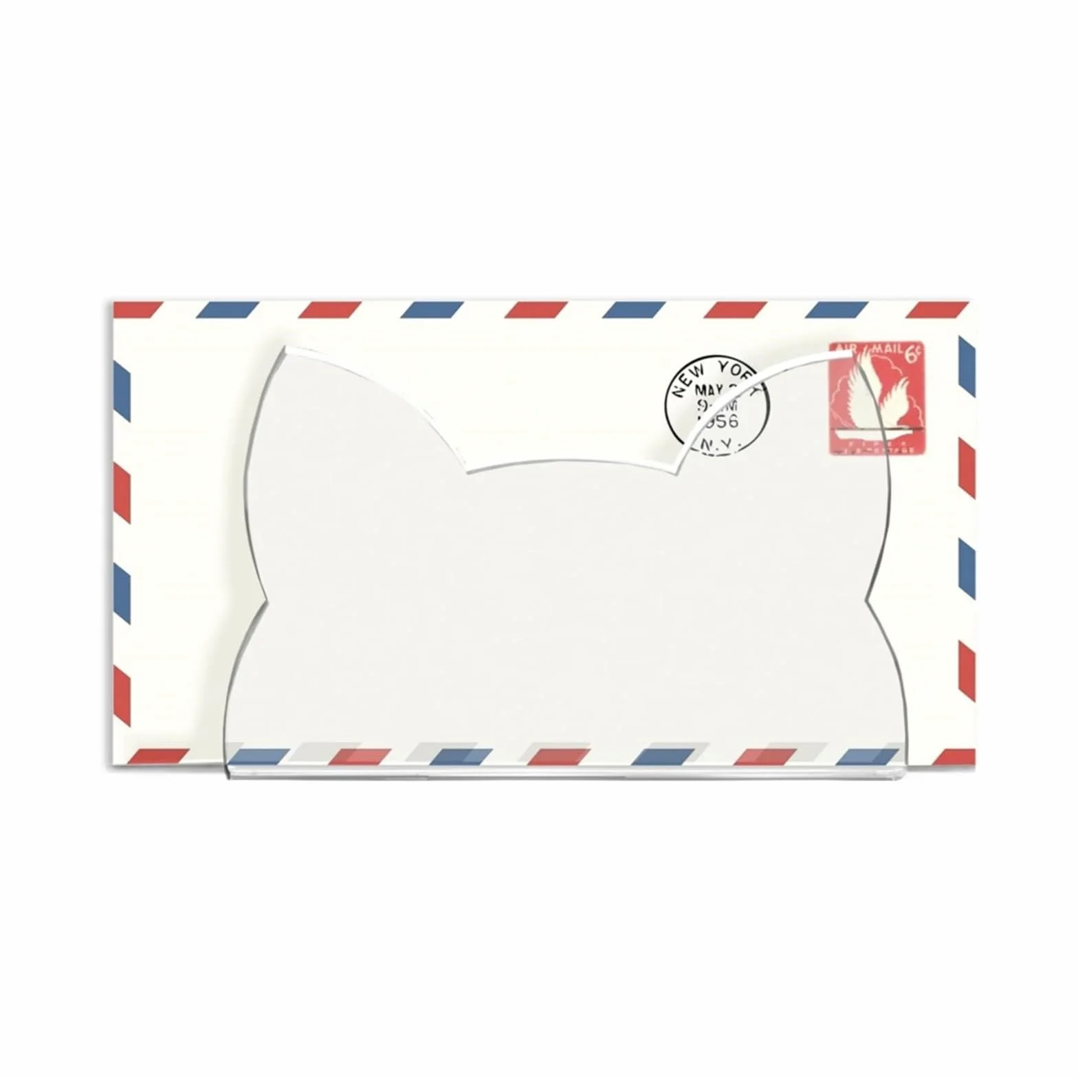 Porte-lettres chat acrylique transparent 15 x 5,5 x 10 cm organiseur enveloppes bureau