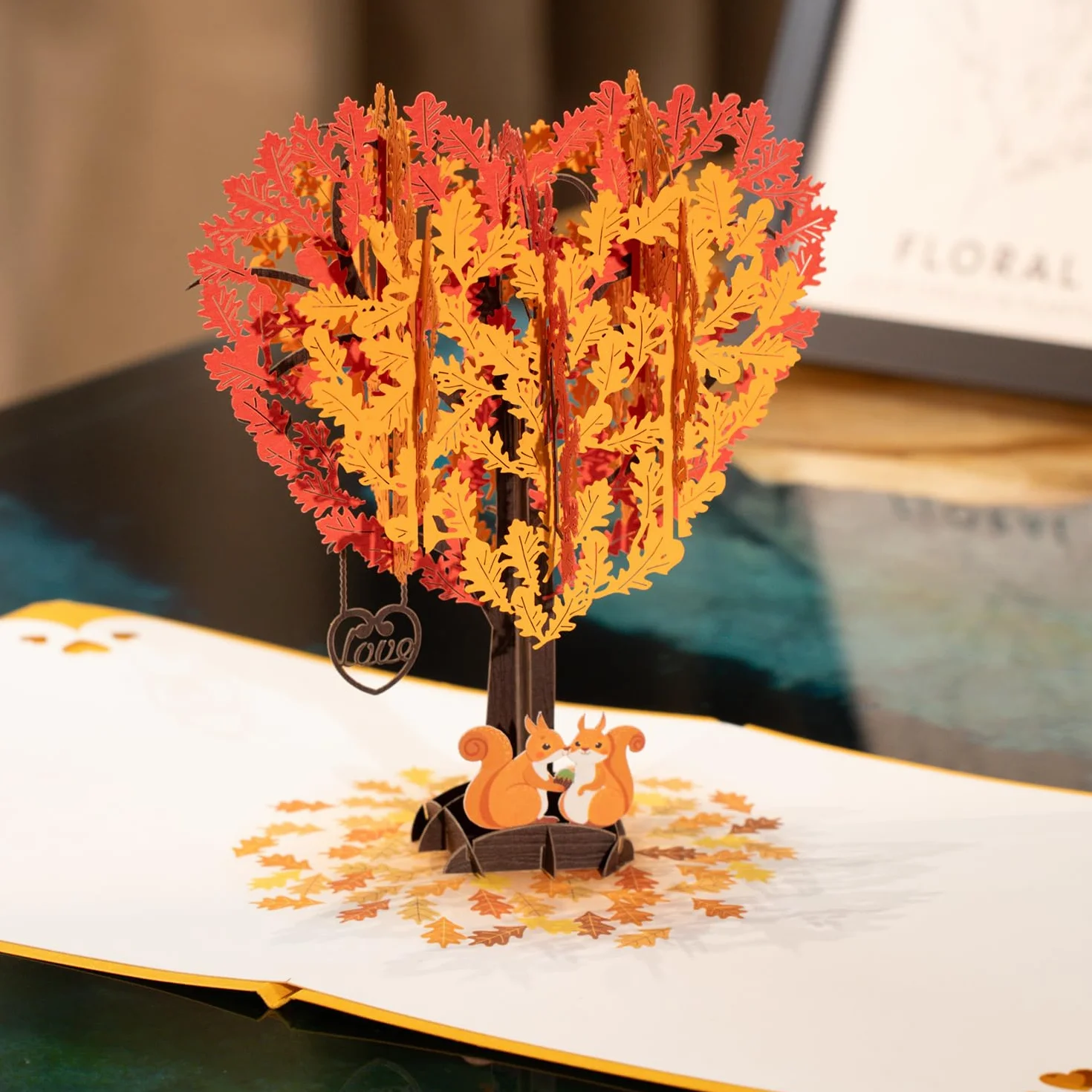 Carte Anniversaire Pop Up 3D Écureuils Arbre Coeur