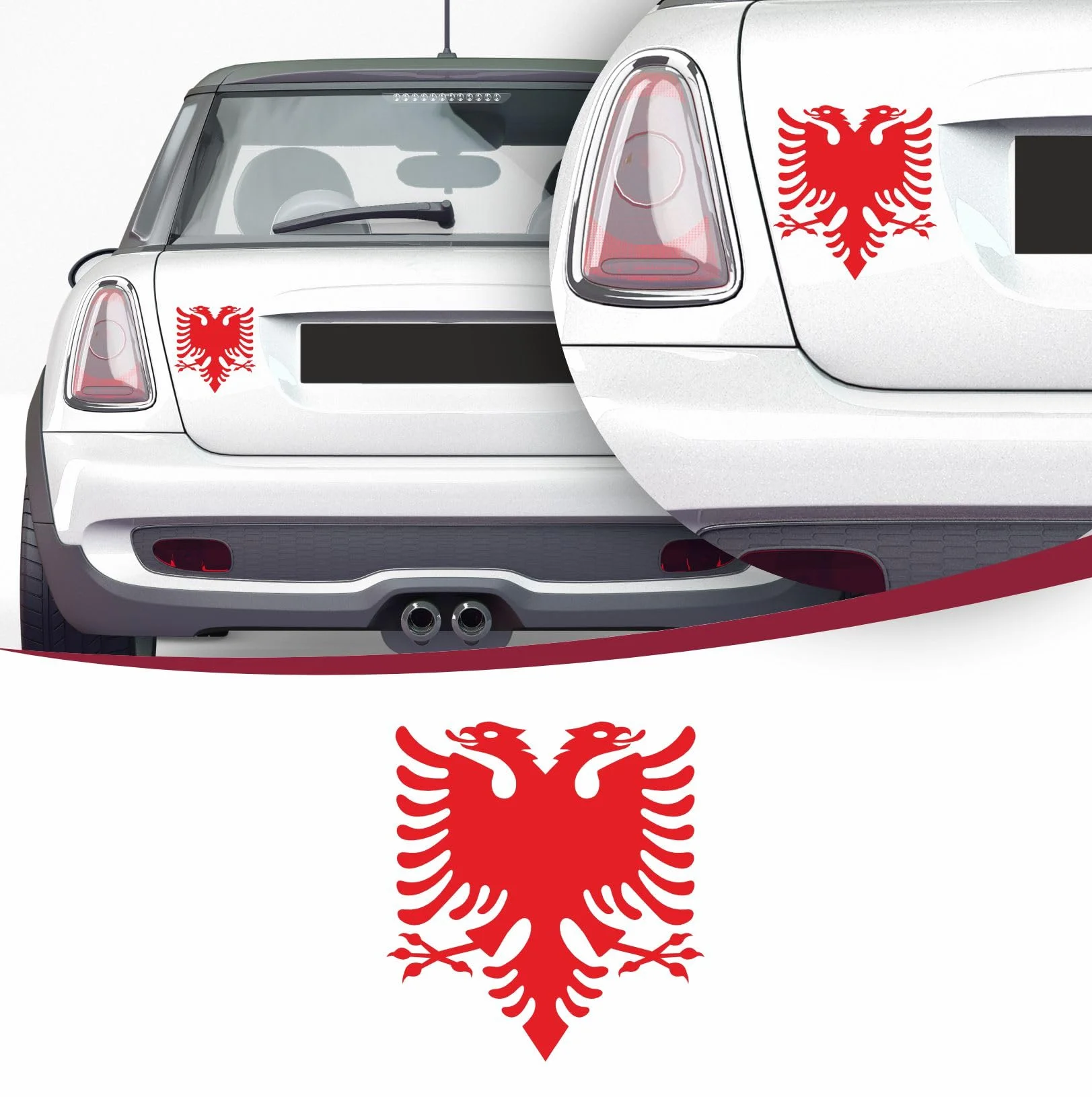 Autocollant Voiture Albanie Shqiponja Shqipe Stickers Rouge