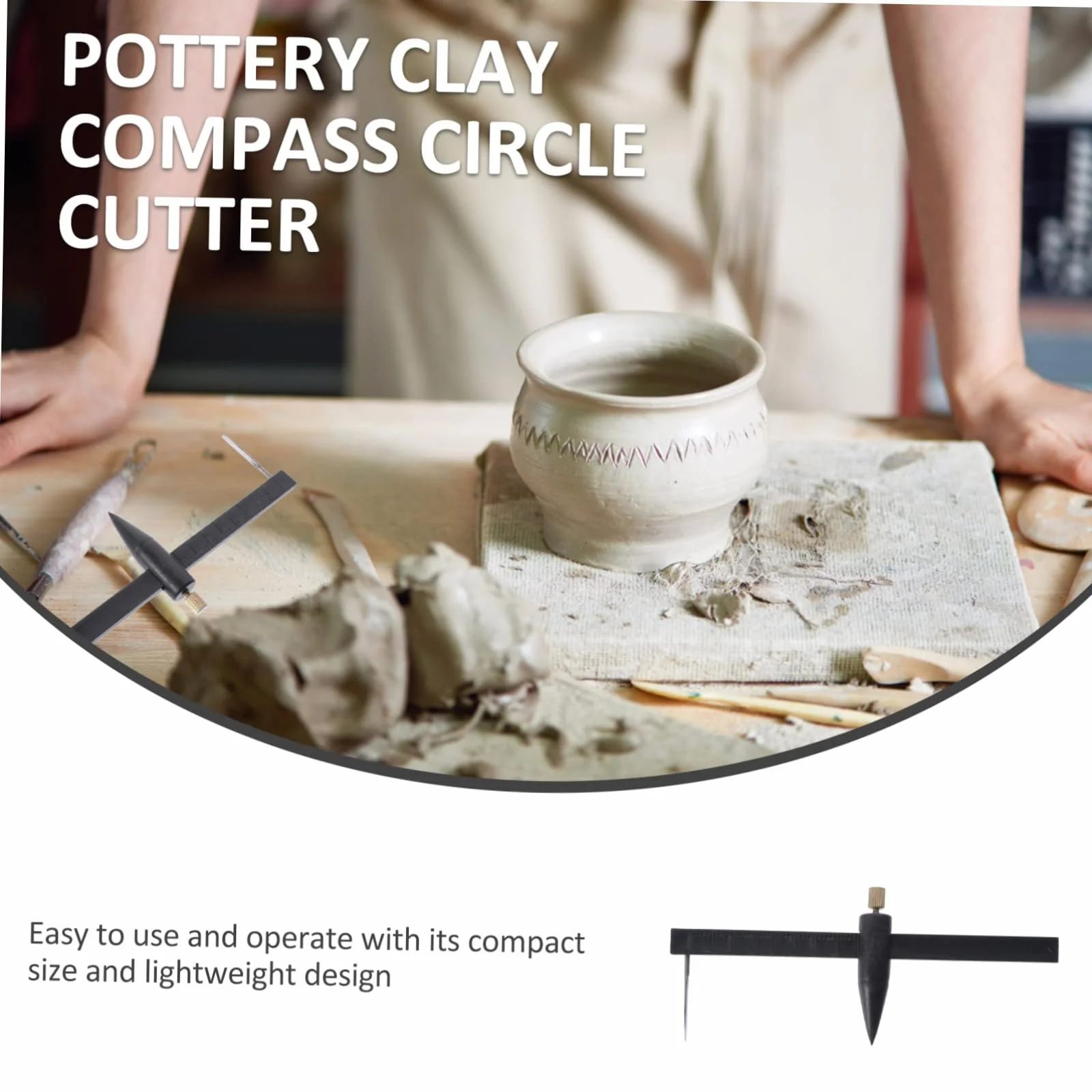 Mobestech Compas de Poterie Inoxydable Coupe-Cercle Précis pour Argile et Modelage