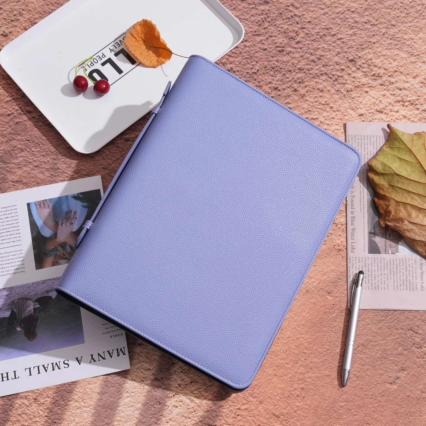 Wonderpool Porte-documents A4 à fermeture éclair classeur 3 anneaux Padfolio violet